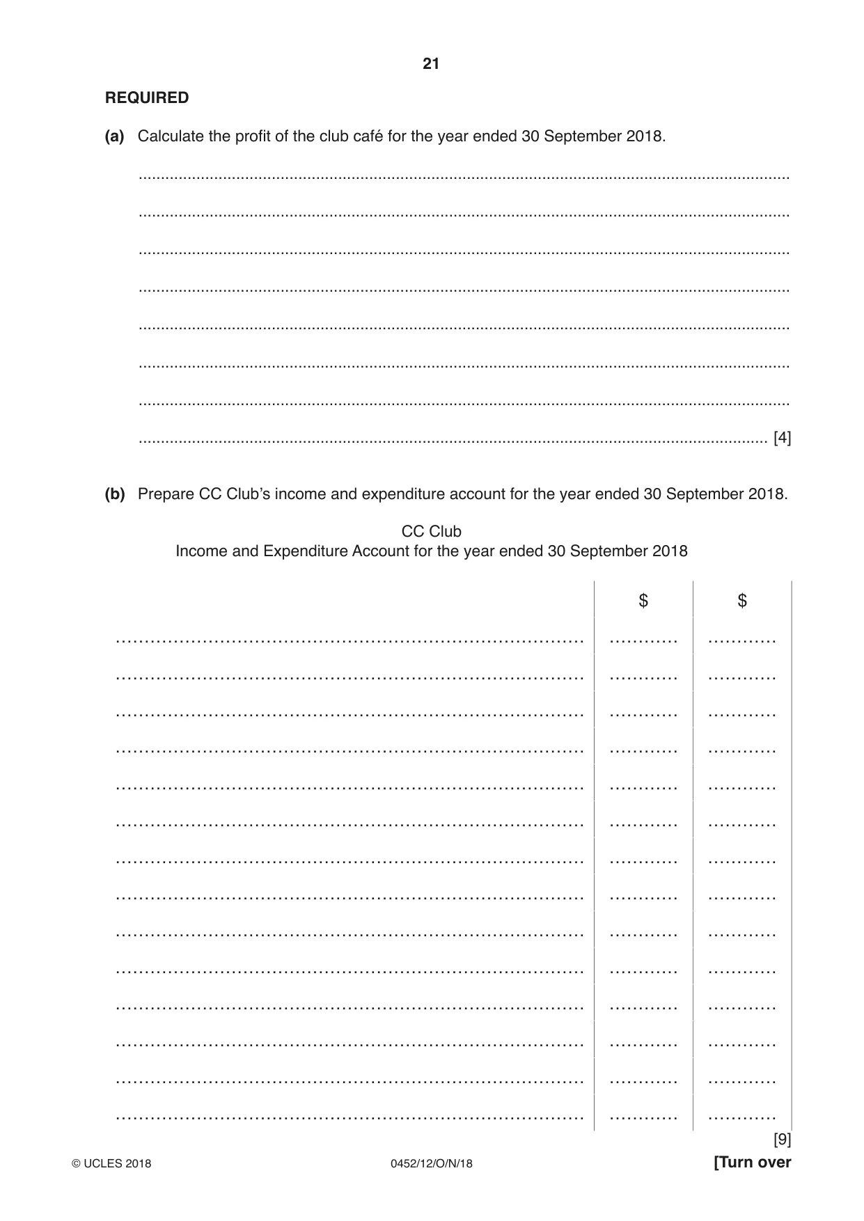 Cambridge IGCSE Accounting 0452 2018 Oct/Nov Paper 1 · Variant 2 question paper, page 21 of 24