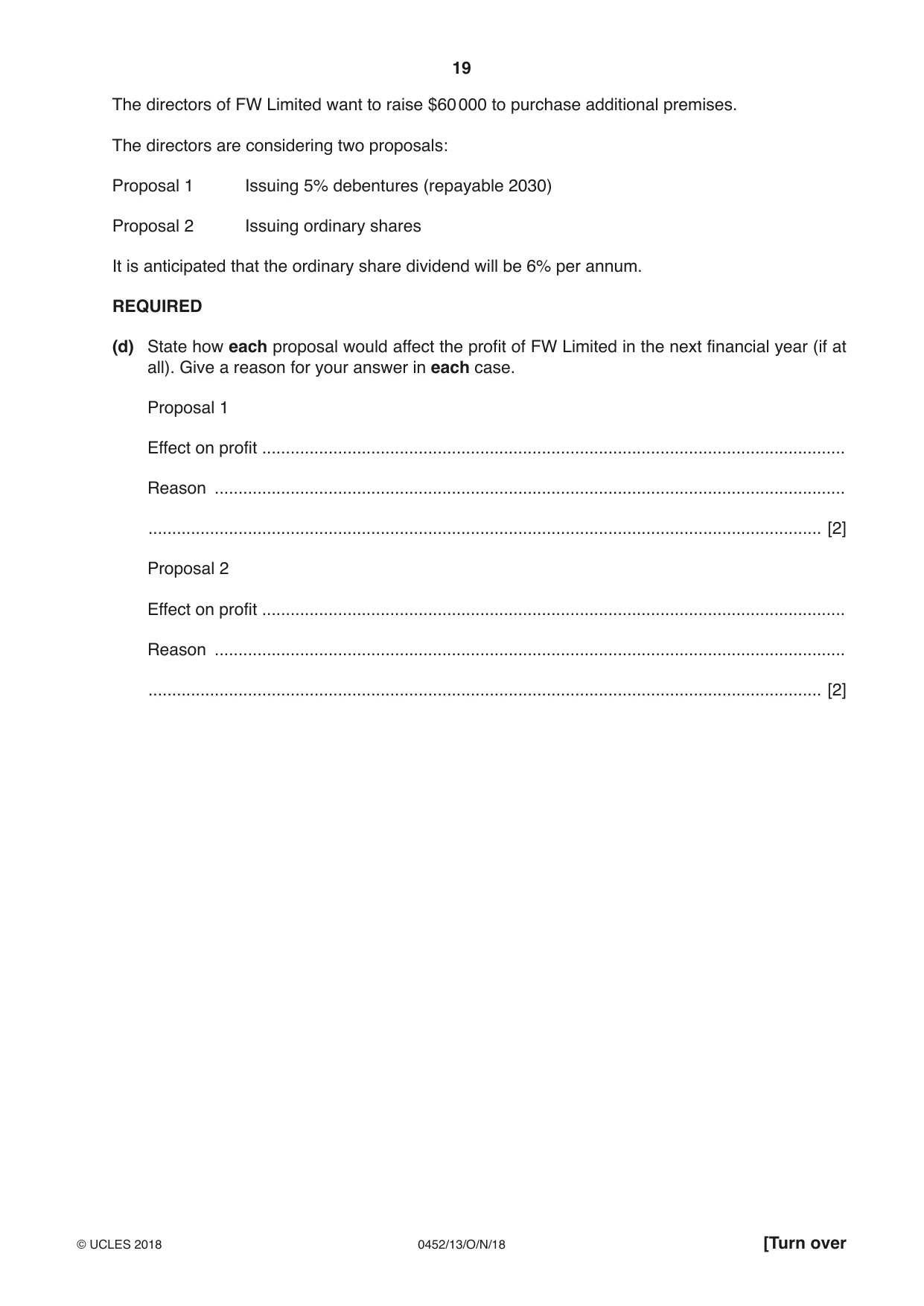 Cambridge IGCSE Accounting 0452 2018 Oct/Nov Paper 1 · Variant 3 question paper, page 19 of 20