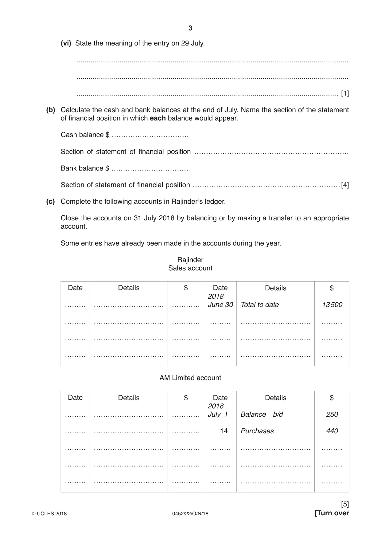 Cambridge IGCSE Accounting 0452 2018 Oct/Nov Paper 2 · Variant 2 question paper, page 3 of 24