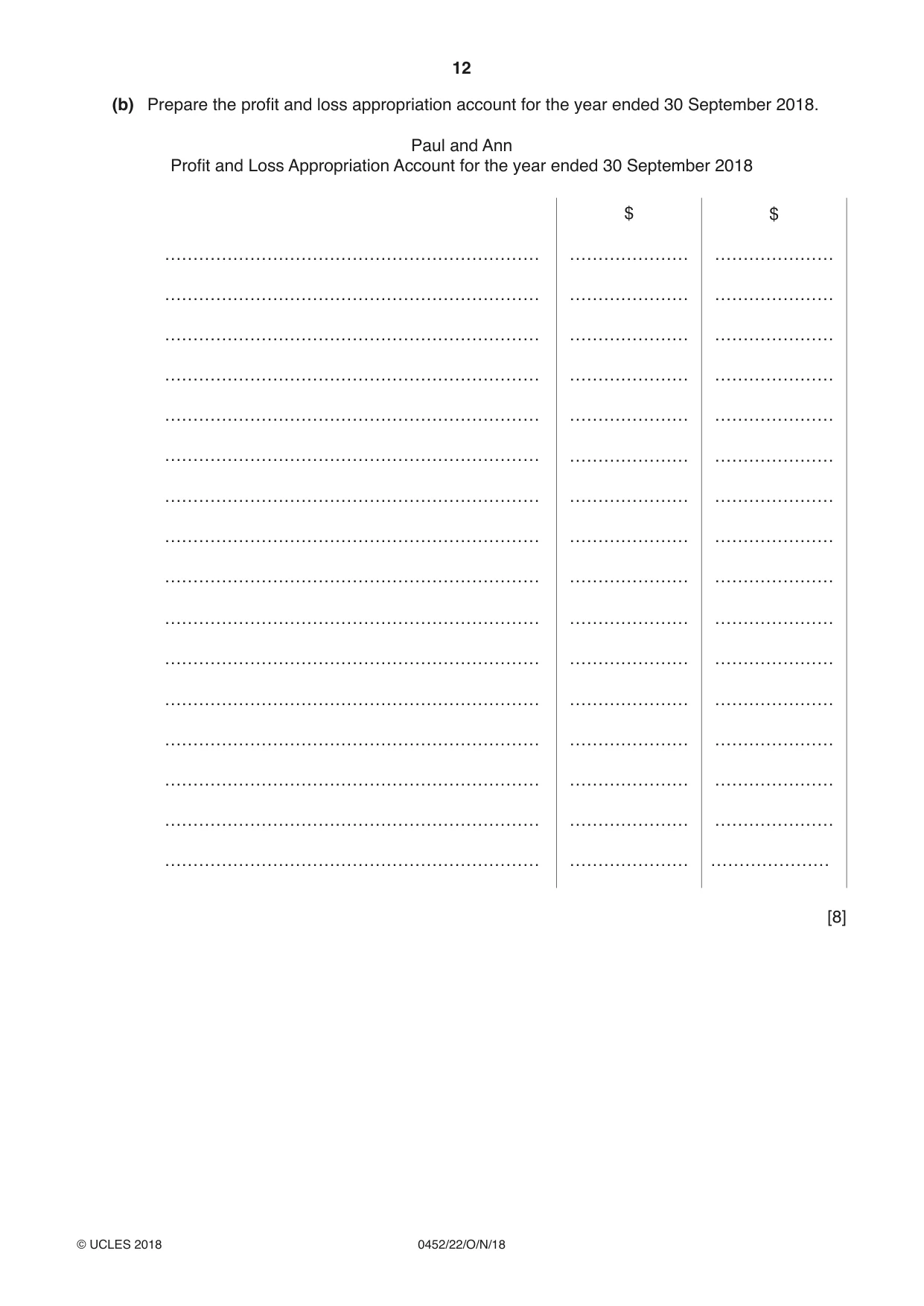 Cambridge IGCSE Accounting 0452 2018 Oct/Nov Paper 2 · Variant 2 question paper, page 12 of 24