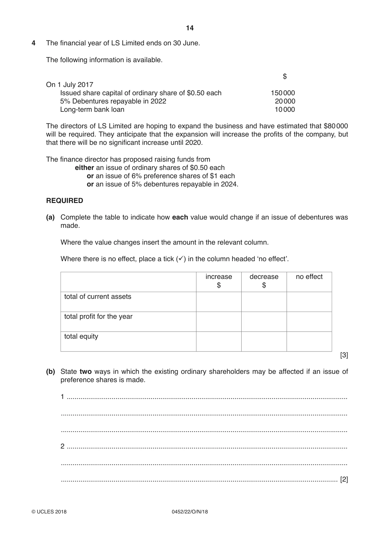 Cambridge IGCSE Accounting 0452 2018 Oct/Nov Paper 2 · Variant 2 question paper, page 14 of 24
