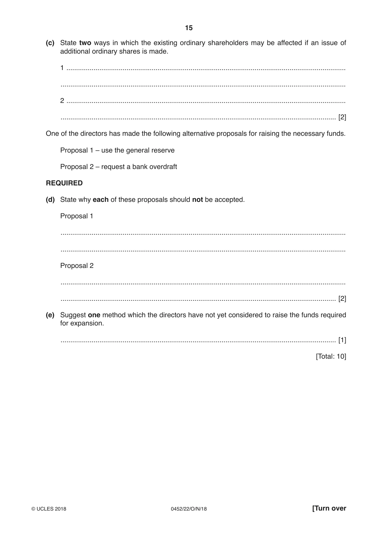 Cambridge IGCSE Accounting 0452 2018 Oct/Nov Paper 2 · Variant 2 question paper, page 15 of 24