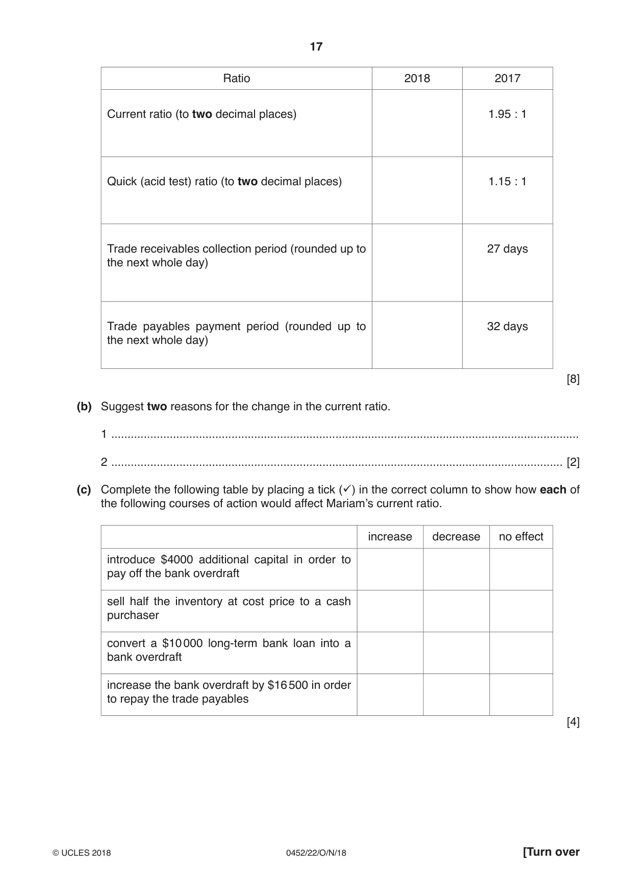 Cambridge IGCSE Accounting 0452 2018 Oct/Nov Paper 2 · Variant 2 question paper, page 17 of 24