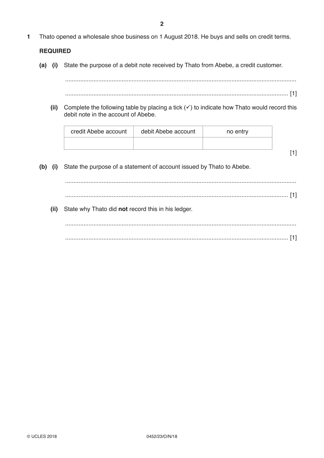 Cambridge IGCSE Accounting 0452 2018 Oct/Nov Paper 2 · Variant 3 question paper, page 2 of 24