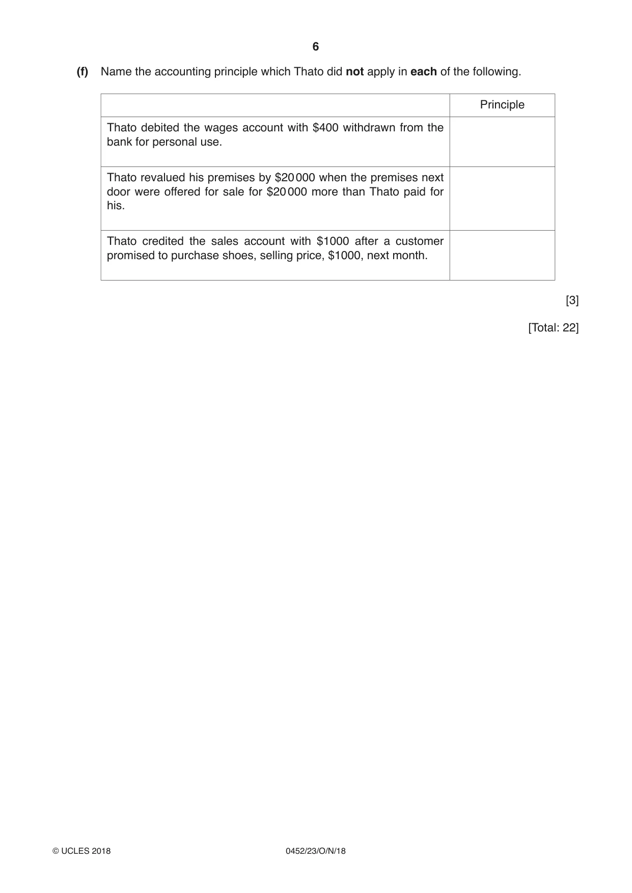 Cambridge IGCSE Accounting 0452 2018 Oct/Nov Paper 2 · Variant 3 question paper, page 6 of 24