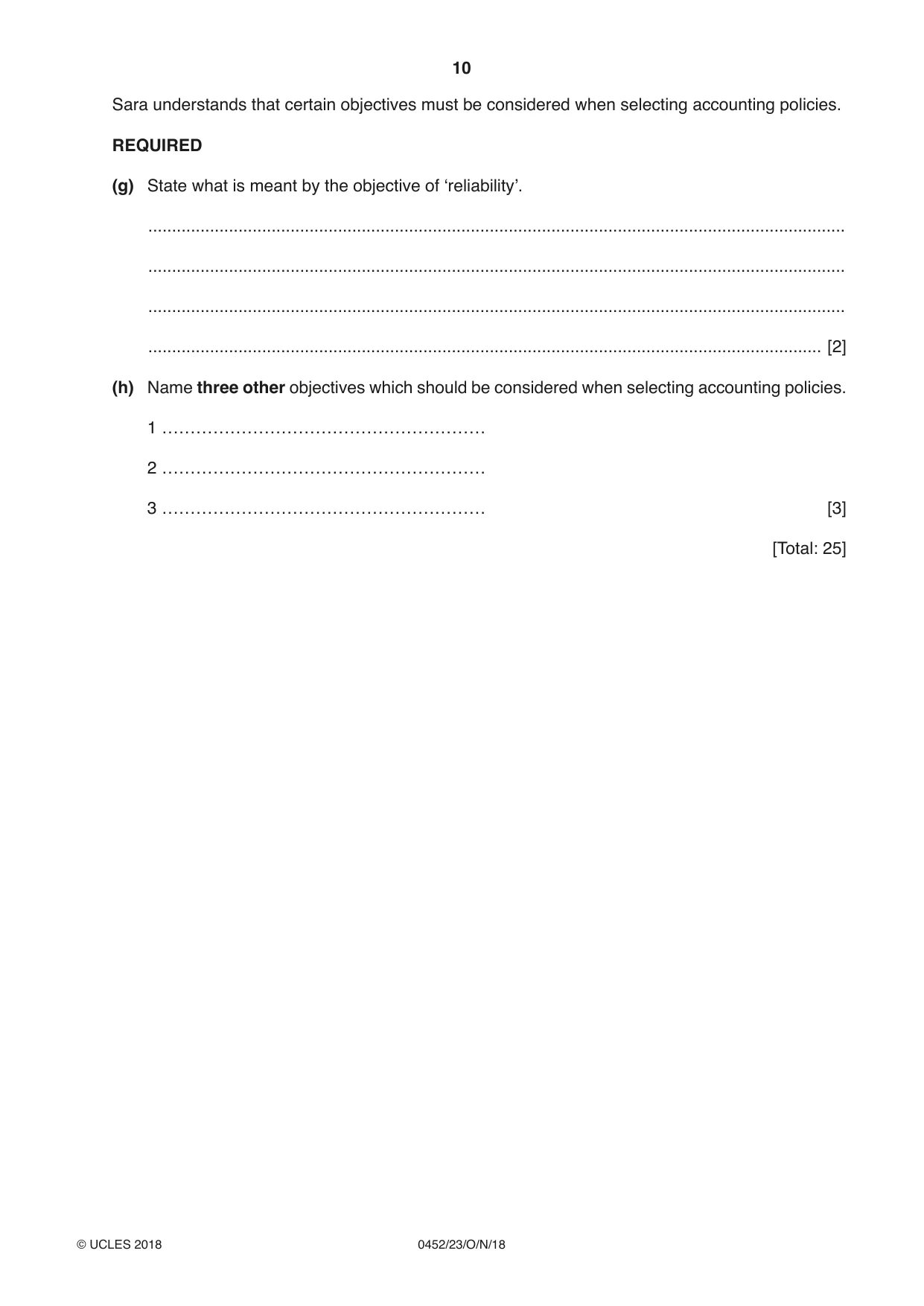 Cambridge IGCSE Accounting 0452 2018 Oct/Nov Paper 2 · Variant 3 question paper, page 10 of 24