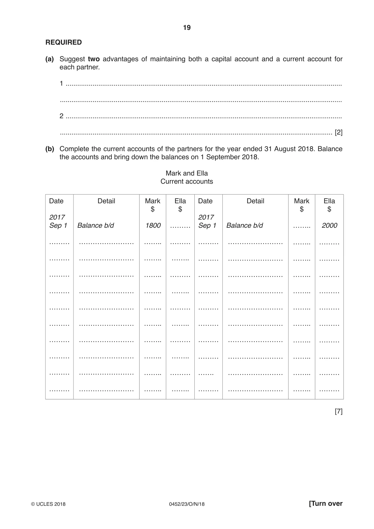 Cambridge IGCSE Accounting 0452 2018 Oct/Nov Paper 2 · Variant 3 question paper, page 19 of 24