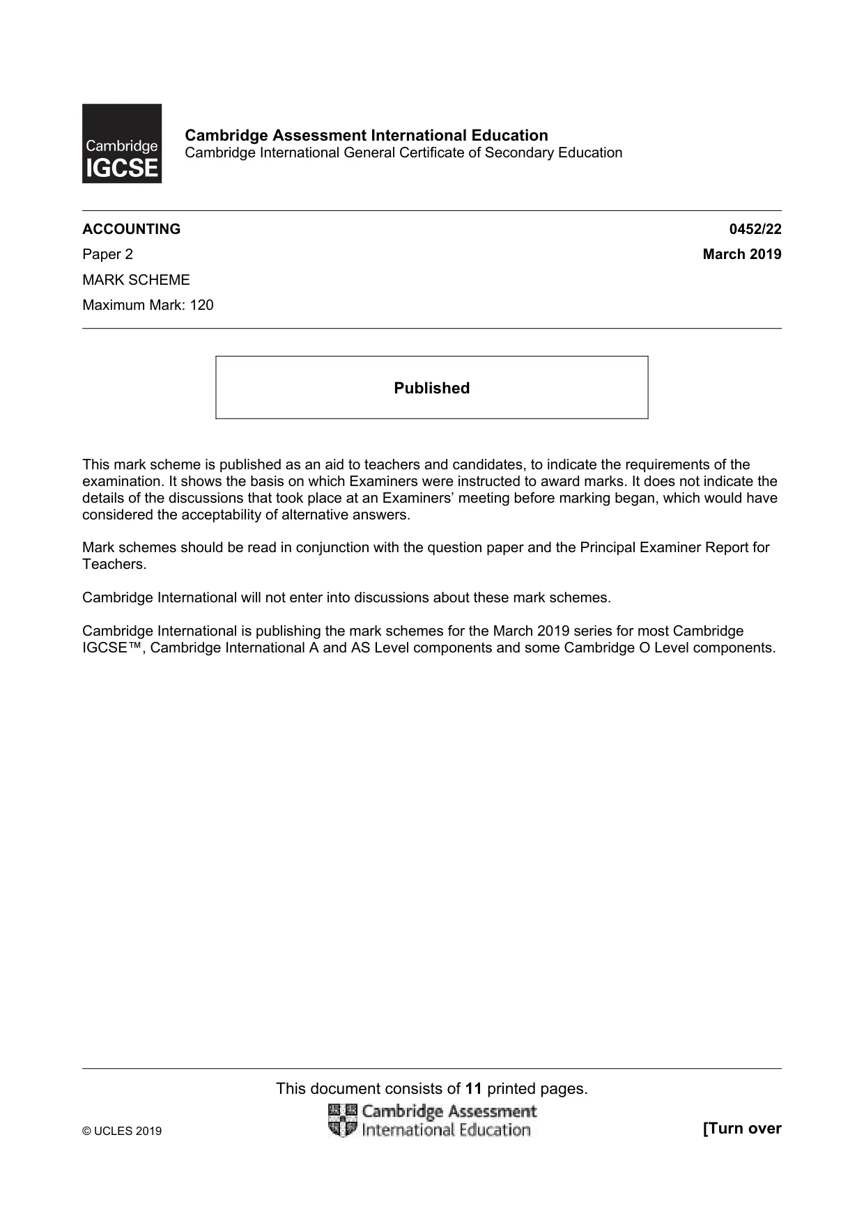 Mark scheme, page 1 of 11