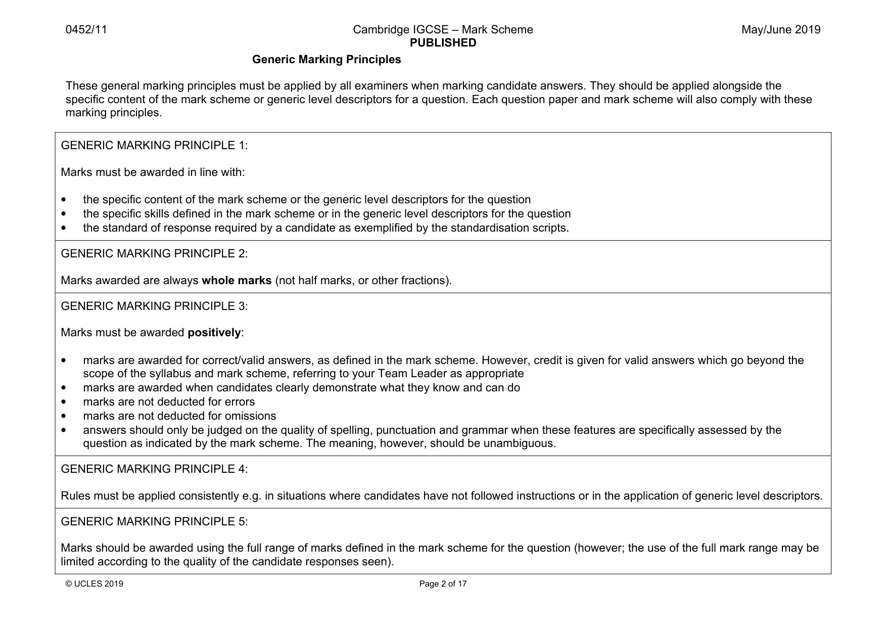 Mark scheme, page 2 of 17
