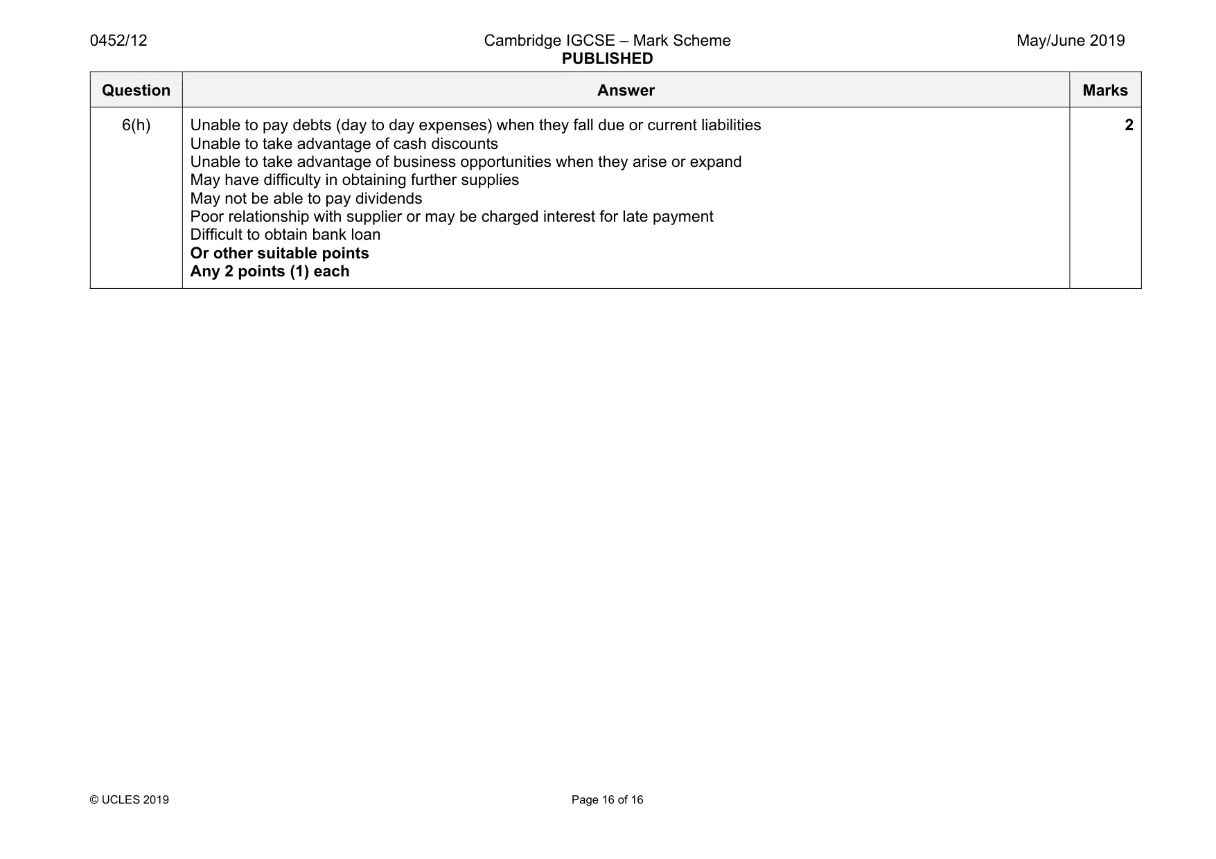 Mark scheme, page 16 of 16
