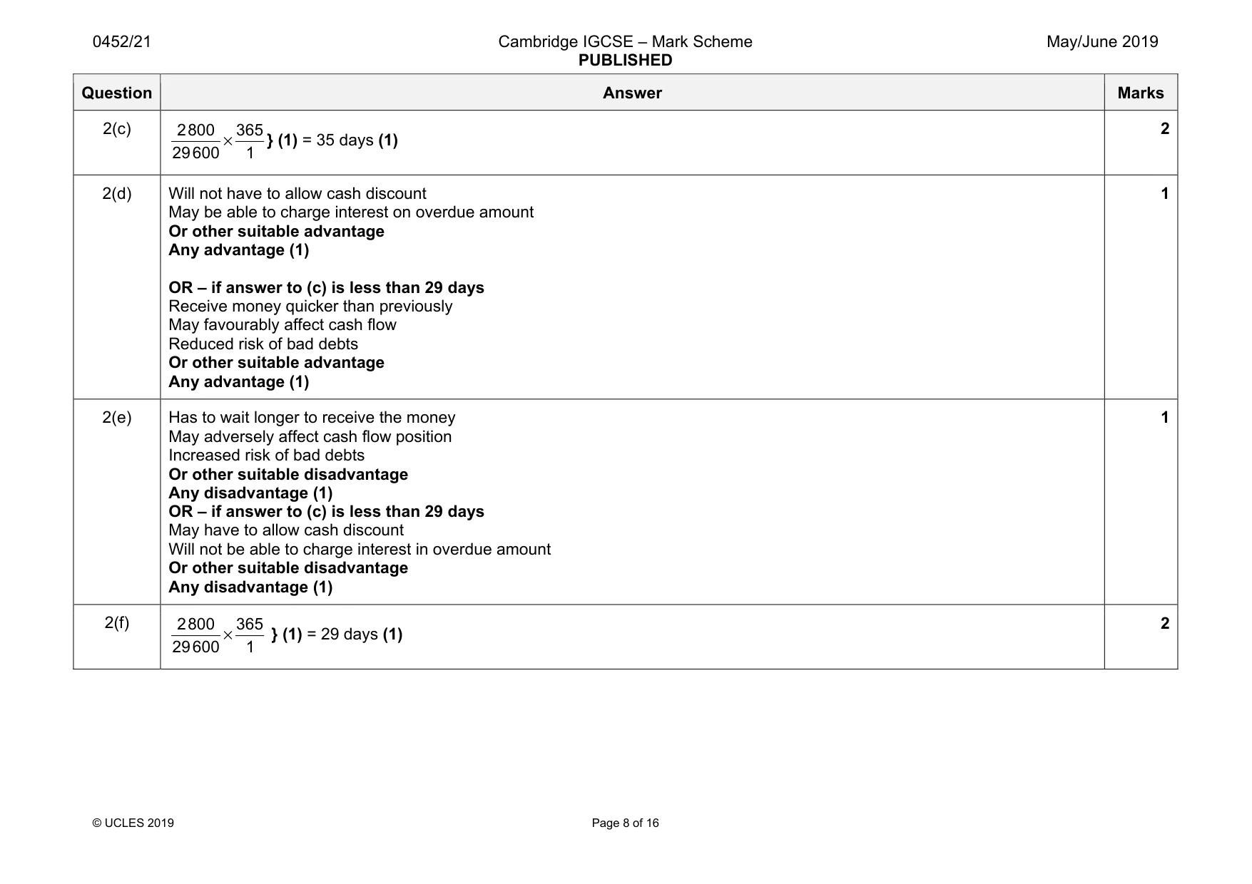Mark scheme, page 8 of 16