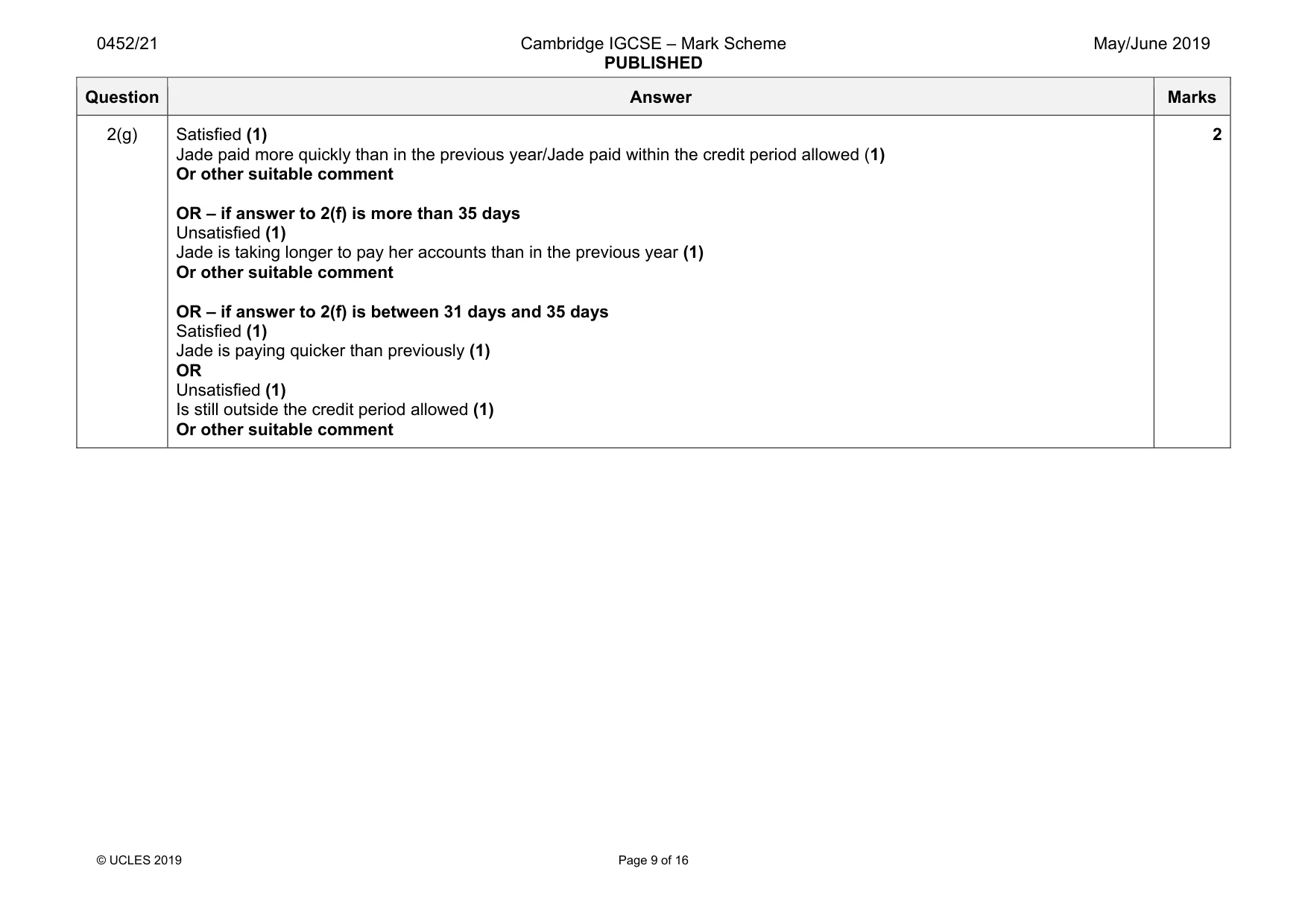 Mark scheme, page 9 of 16