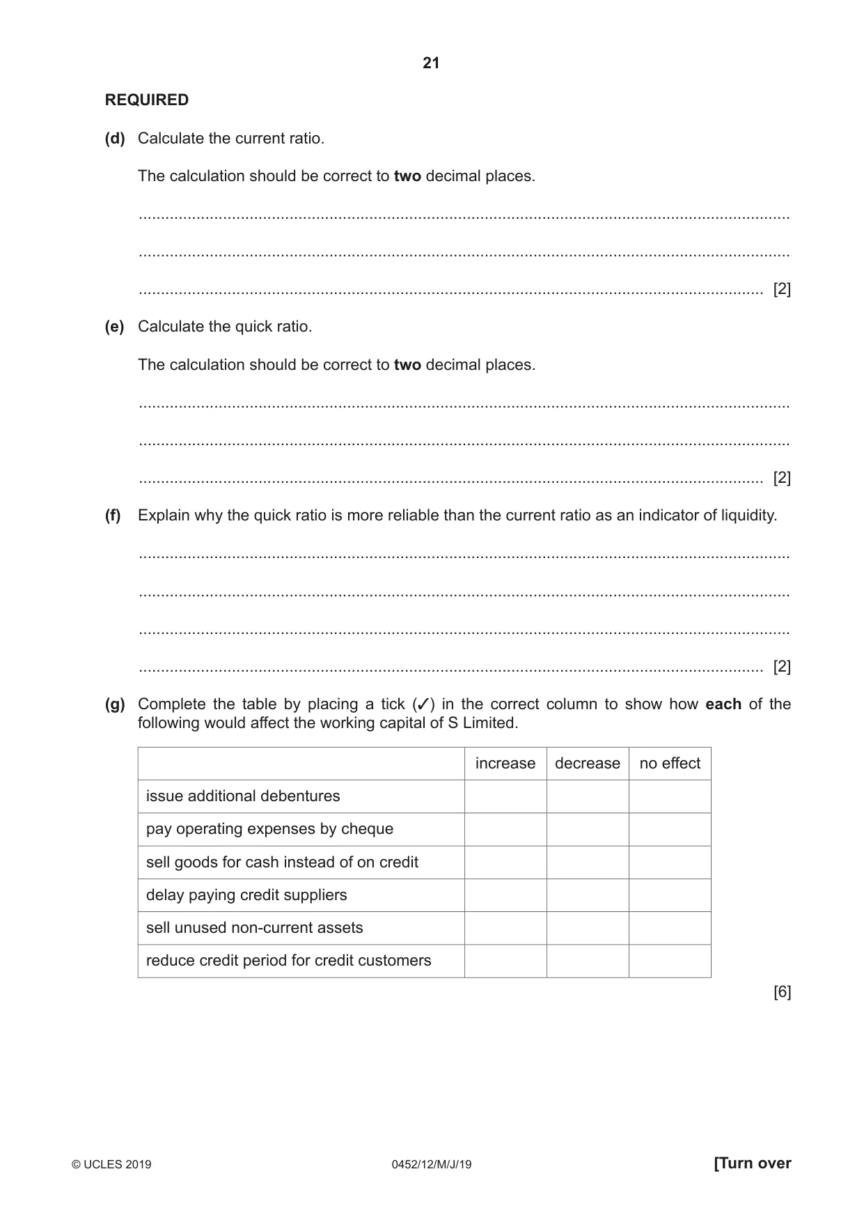 Cambridge IGCSE Accounting 0452 2019 May/June Paper 1 · Variant 2 question paper, page 21 of 24