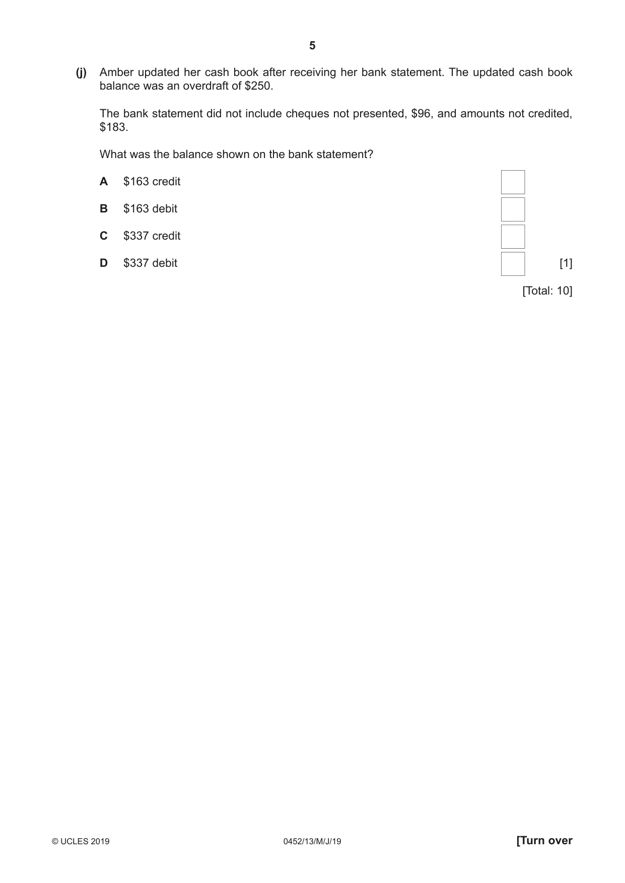Cambridge IGCSE Accounting 0452 2019 May/June Paper 1 · Variant 3 question paper, page 5 of 24