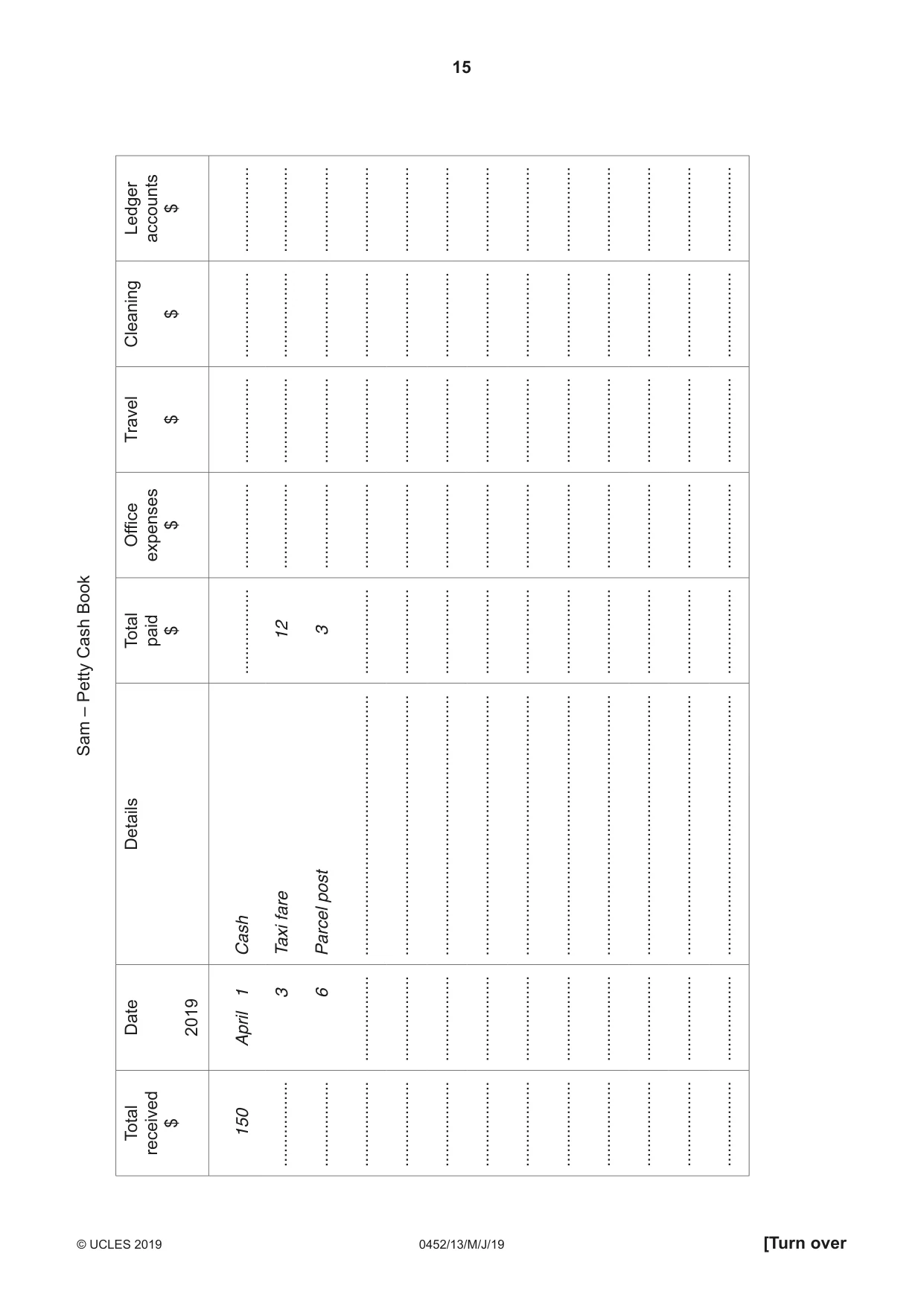 Cambridge IGCSE Accounting 0452 2019 May/June Paper 1 · Variant 3 question paper, page 15 of 24