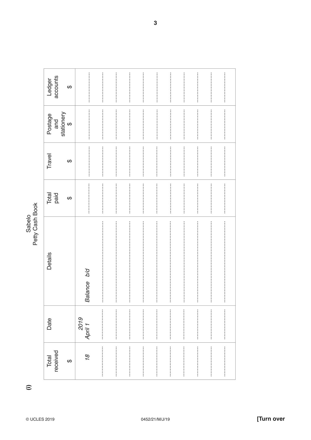 Cambridge IGCSE Accounting 0452 2019 May/June Paper 2 · Variant 1 question paper, page 3 of 20