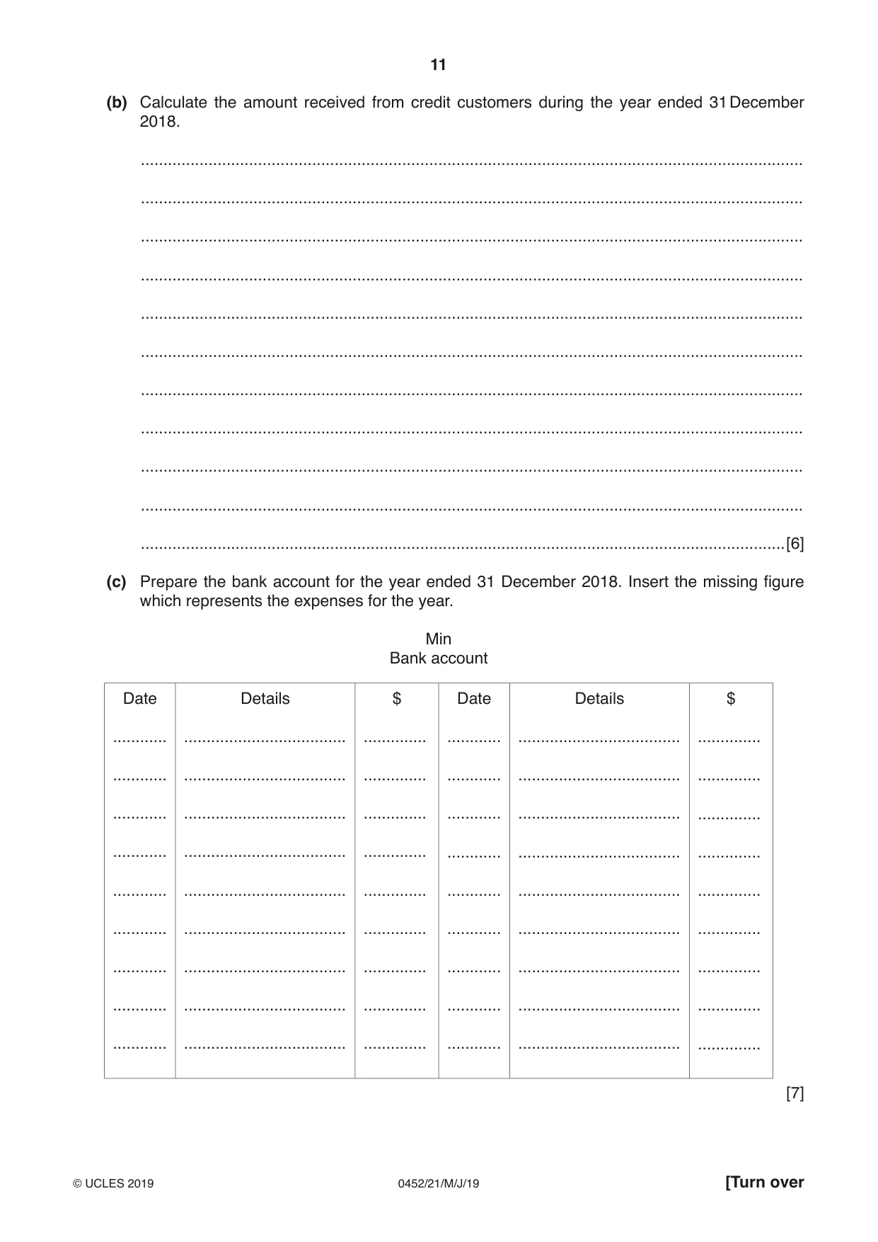 Cambridge IGCSE Accounting 0452 2019 May/June Paper 2 · Variant 1 question paper, page 11 of 20