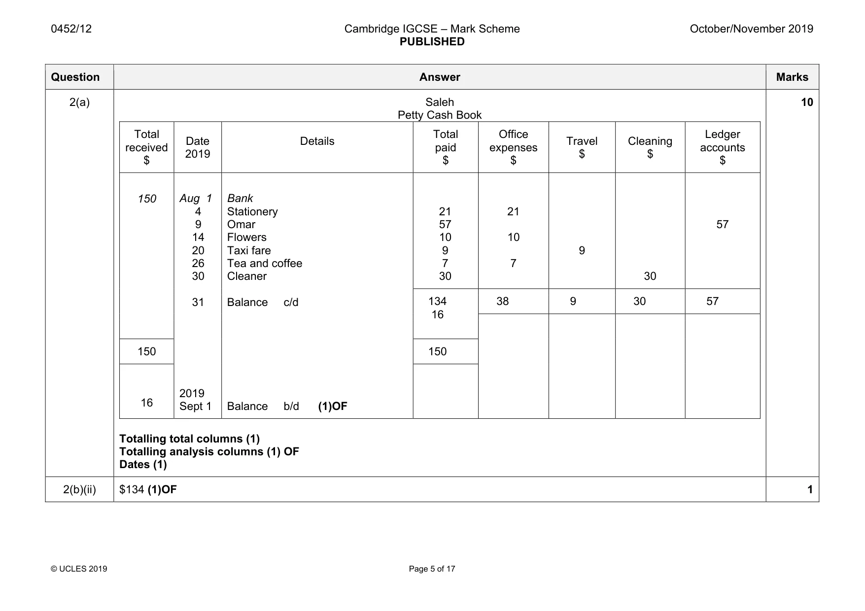 Mark scheme, page 5 of 17