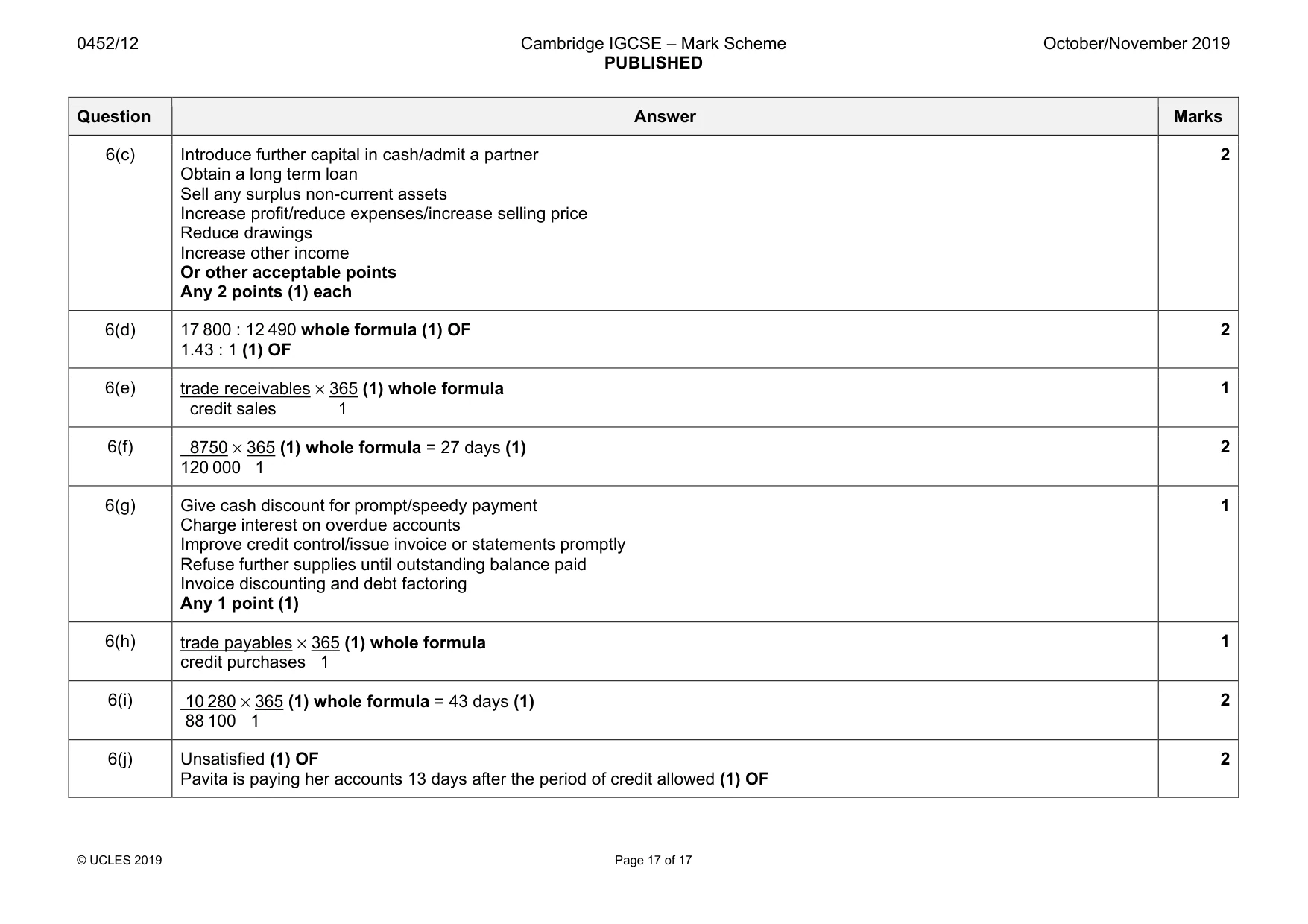 Mark scheme, page 17 of 17