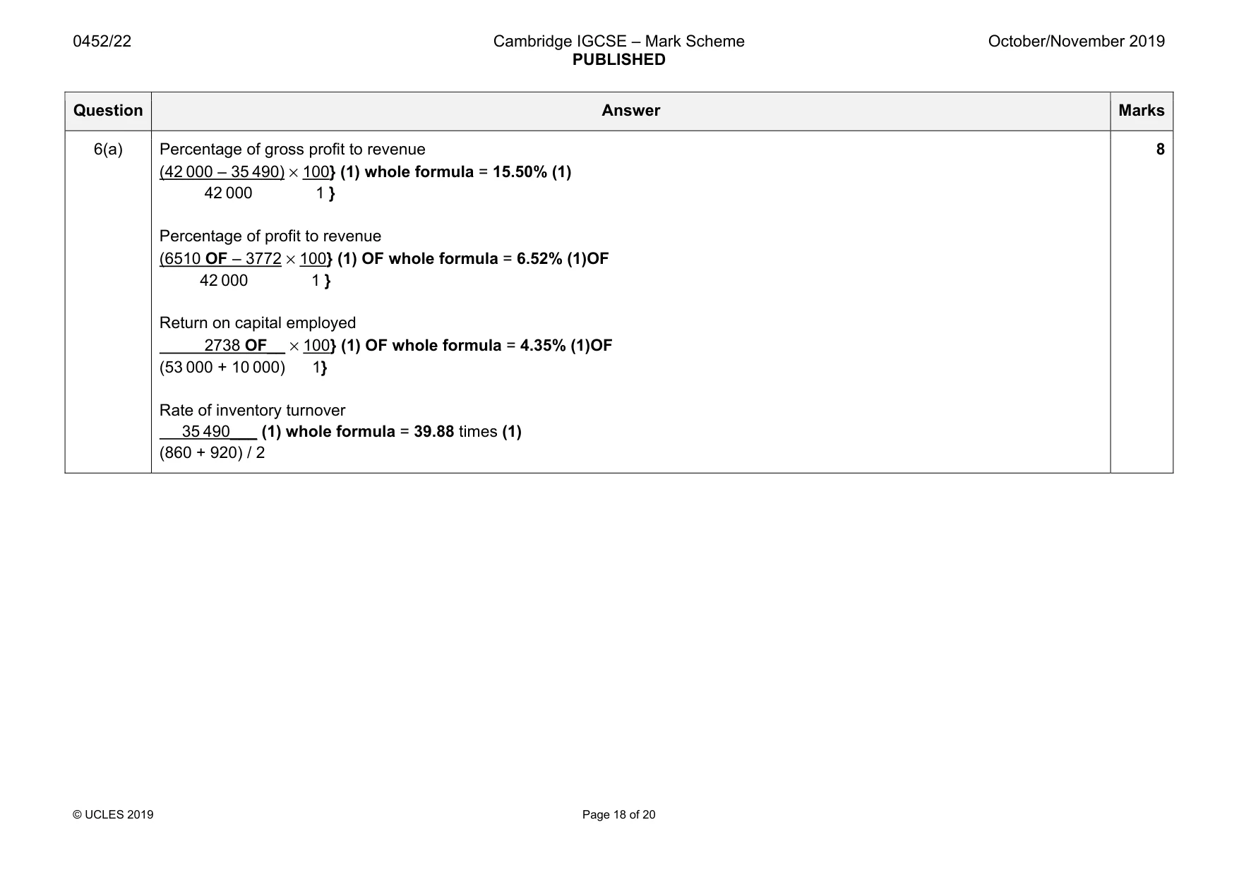 Mark scheme, page 18 of 20