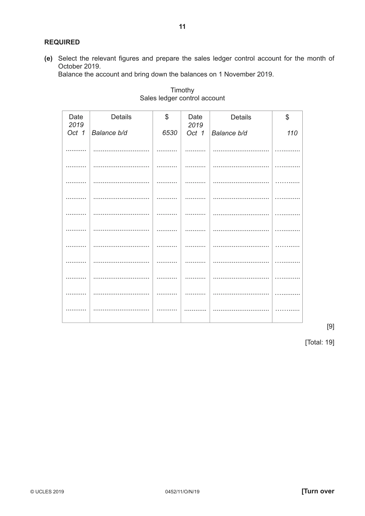 Cambridge IGCSE Accounting 0452 2019 Oct/Nov Paper 1 · Variant 1 question paper, page 11 of 24