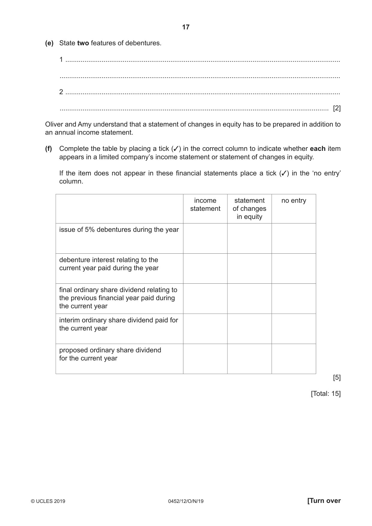 Cambridge IGCSE Accounting 0452 2019 Oct/Nov Paper 1 · Variant 2 question paper, page 17 of 24
