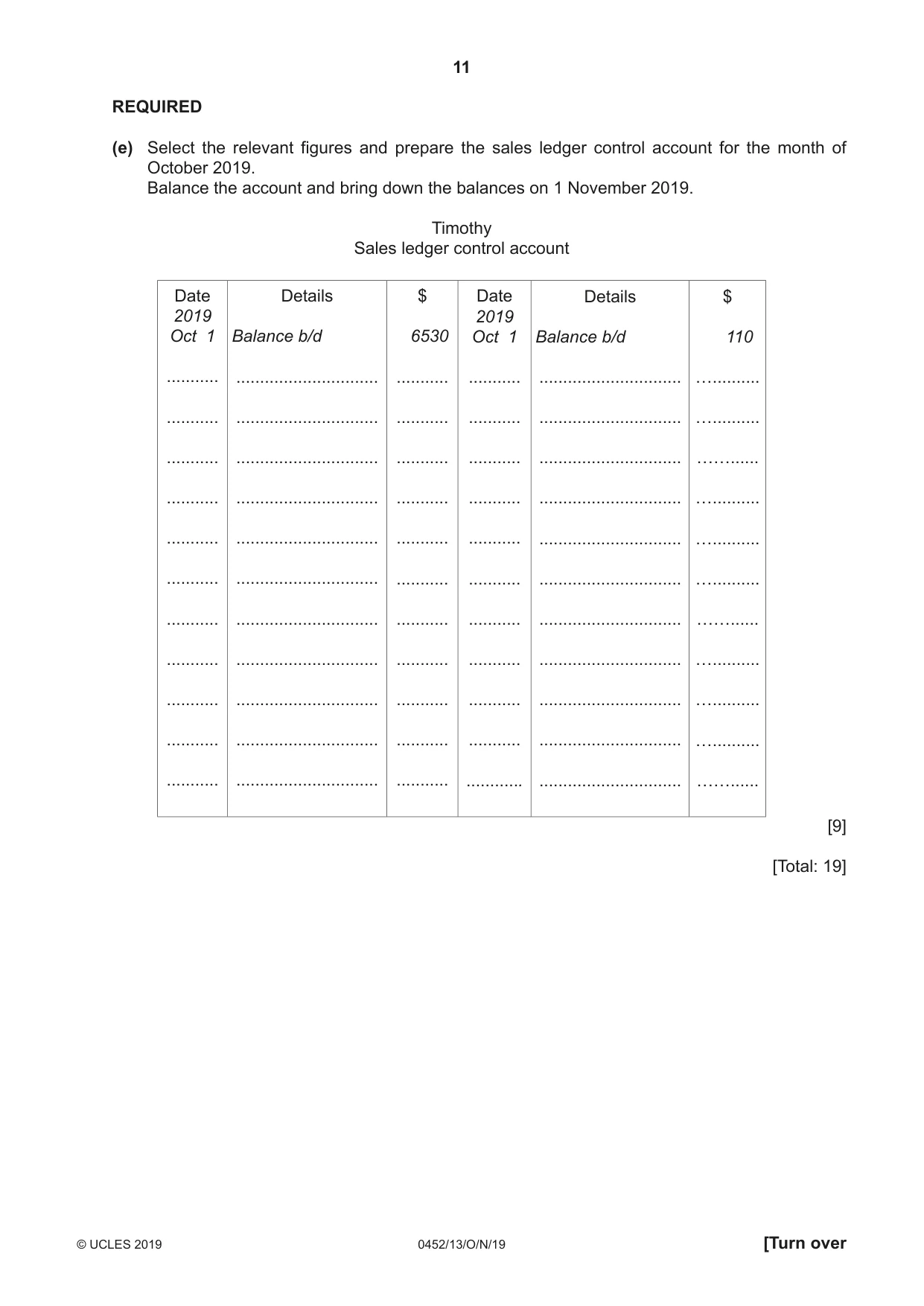 Cambridge IGCSE Accounting 0452 2019 Oct/Nov Paper 1 · Variant 3 question paper, page 11 of 24