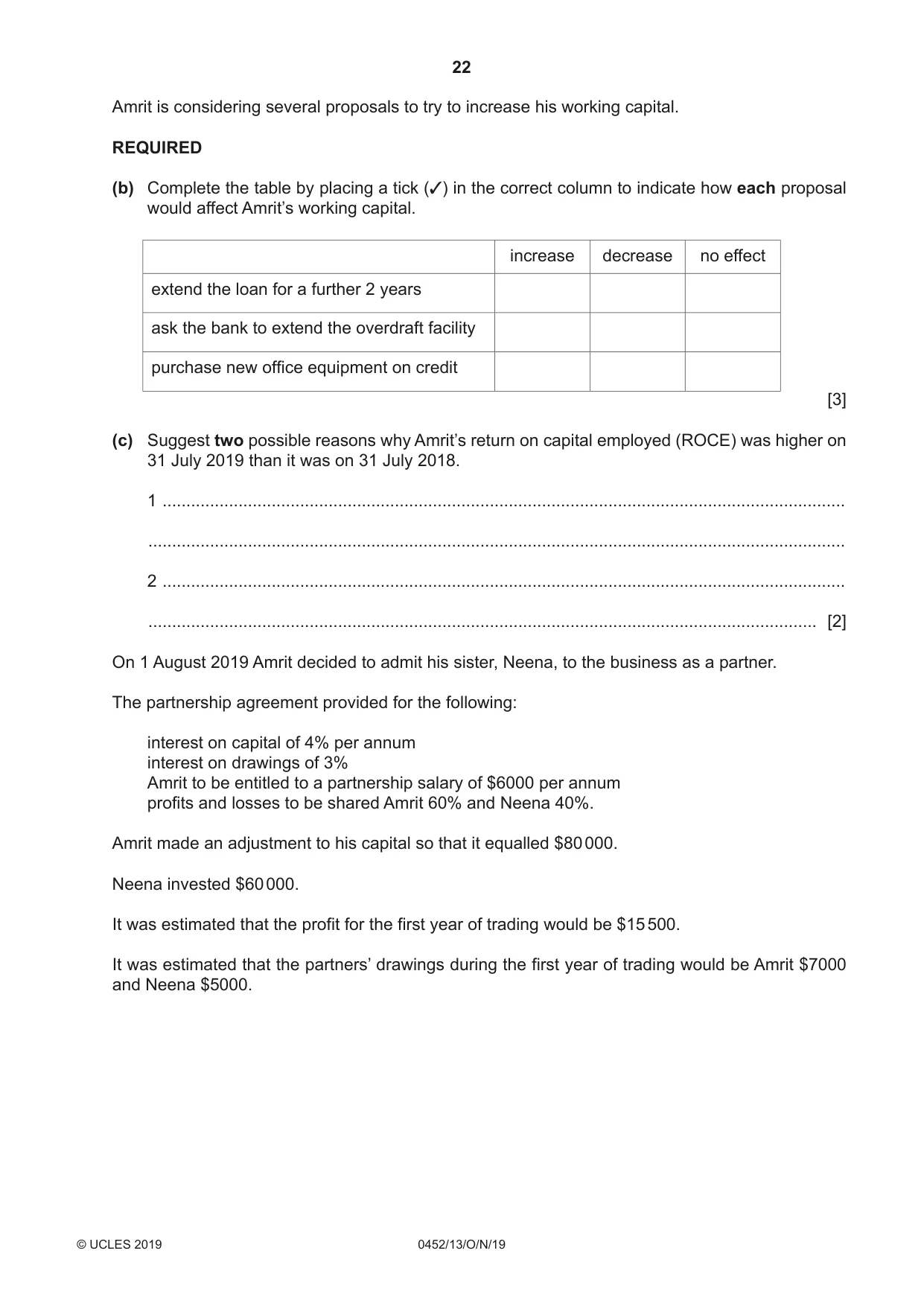 Cambridge IGCSE Accounting 0452 2019 Oct/Nov Paper 1 · Variant 3 question paper, page 22 of 24