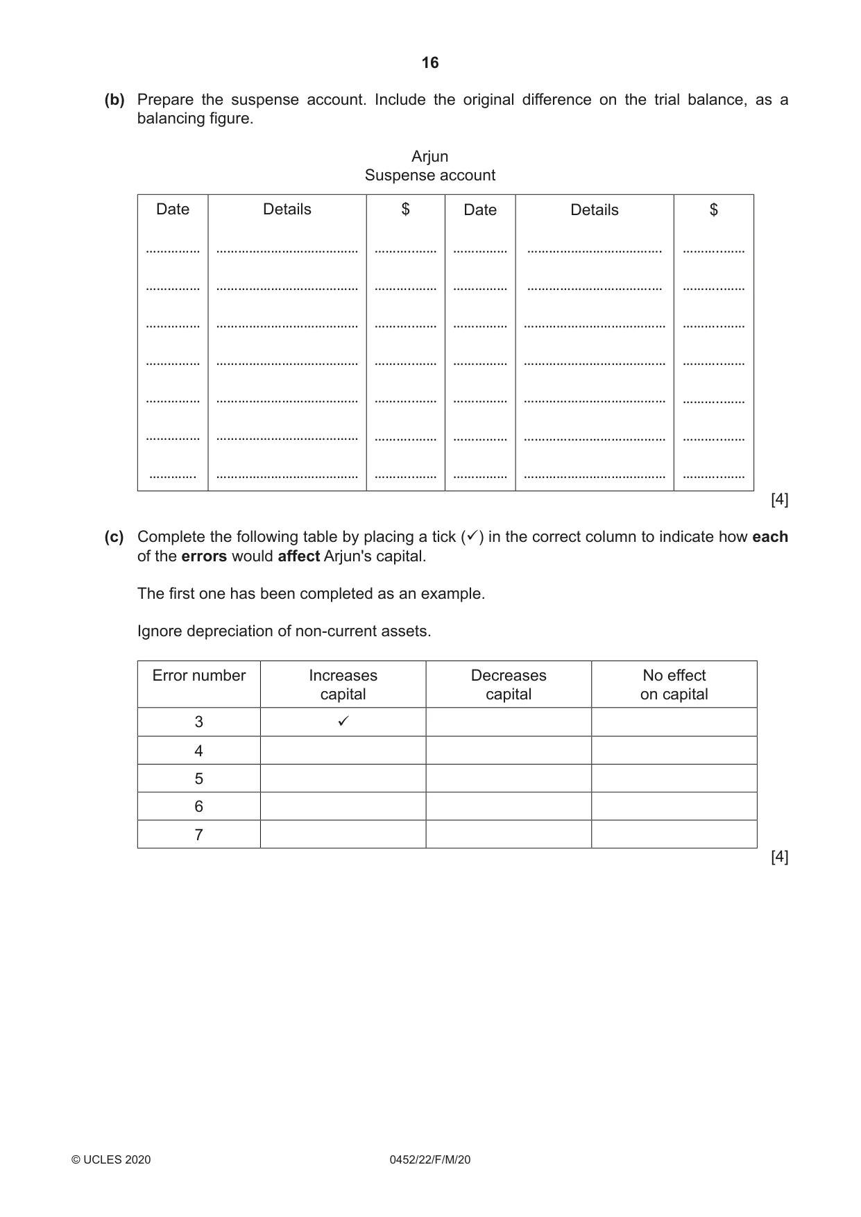 Cambridge IGCSE Accounting 0452 2020 Feb/March Paper 2 · Variant 2 question paper, page 16 of 20