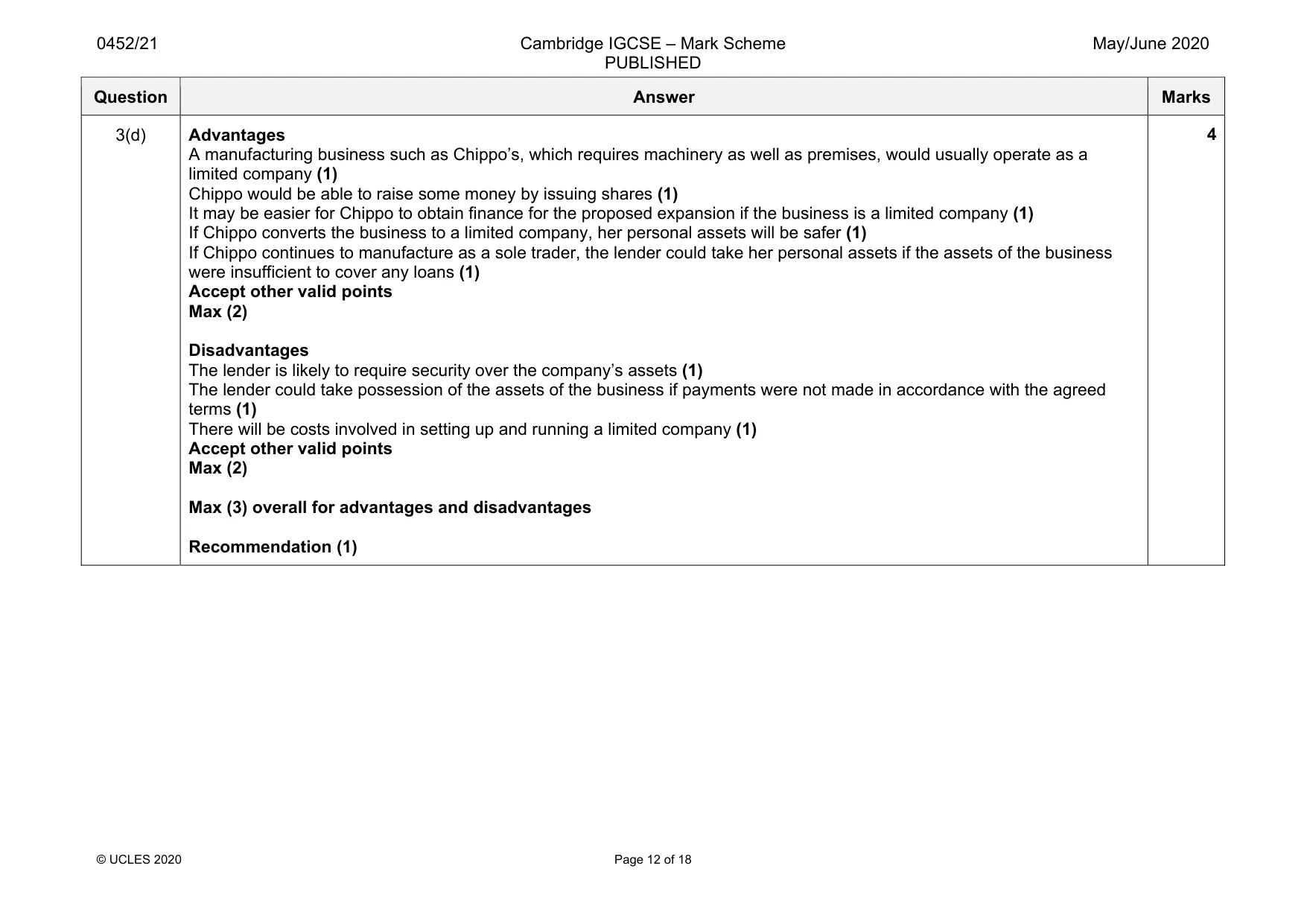Mark scheme, page 12 of 18