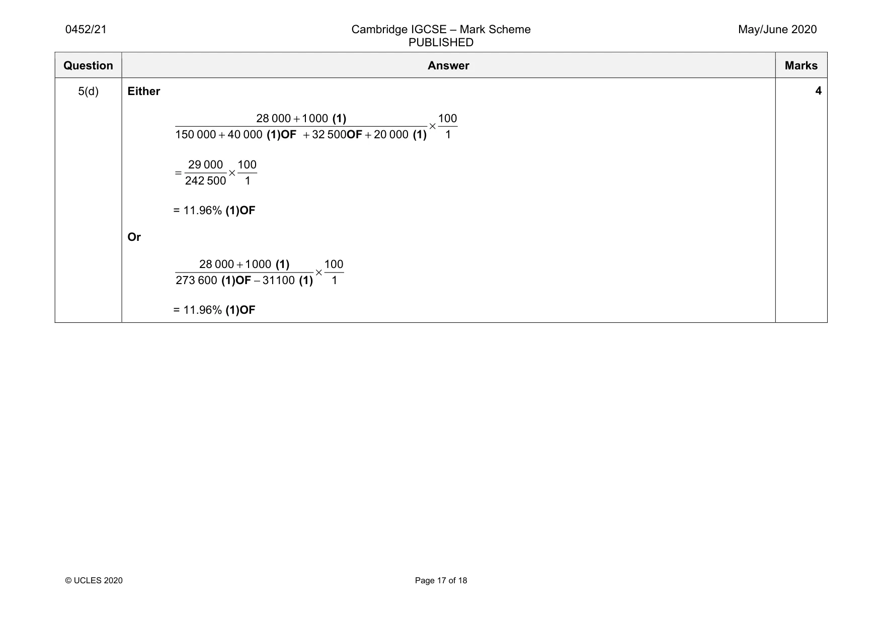 Mark scheme, page 17 of 18