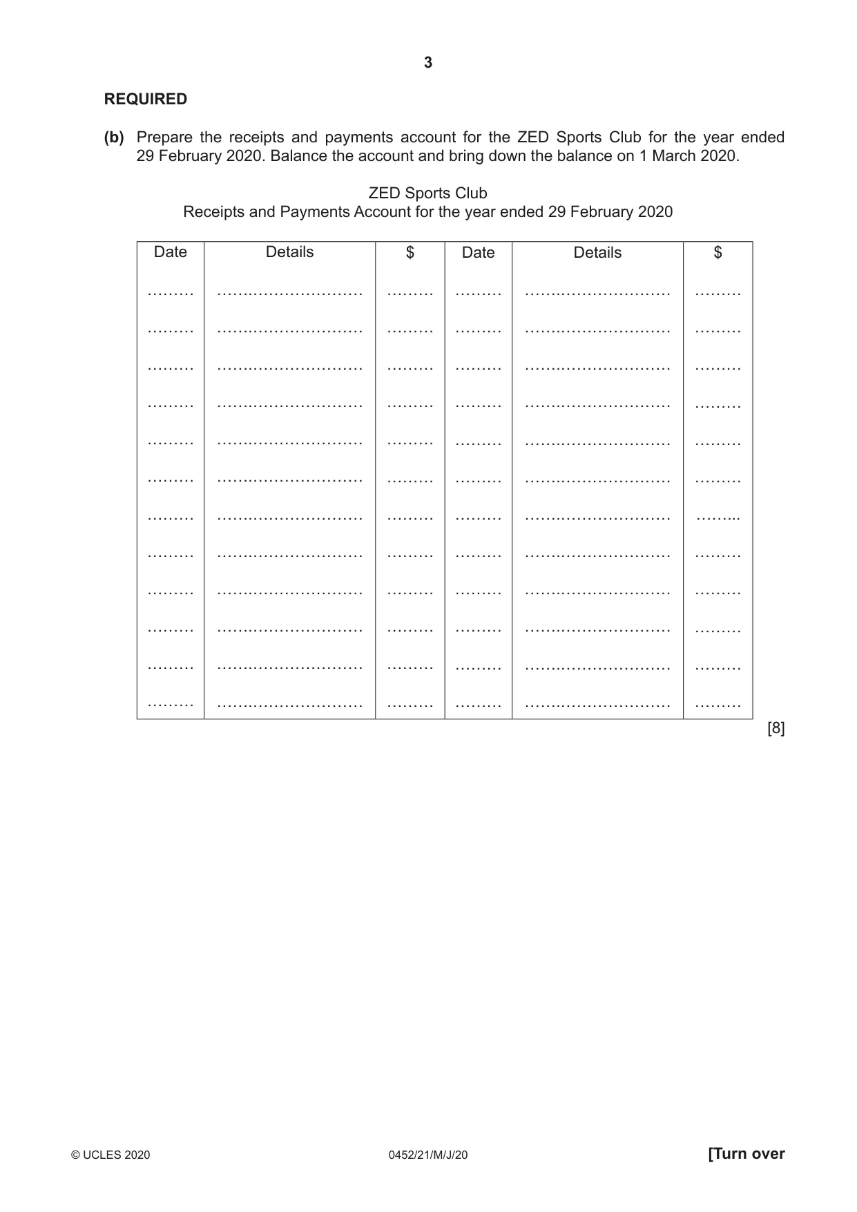 Cambridge IGCSE Accounting 0452 2020 May/June Paper 2 · Variant 1 question paper, page 3 of 24