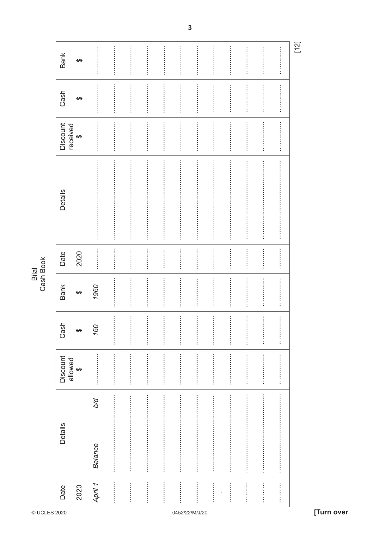 Cambridge IGCSE Accounting 0452 2020 May/June Paper 2 · Variant 2 question paper, page 3 of 20