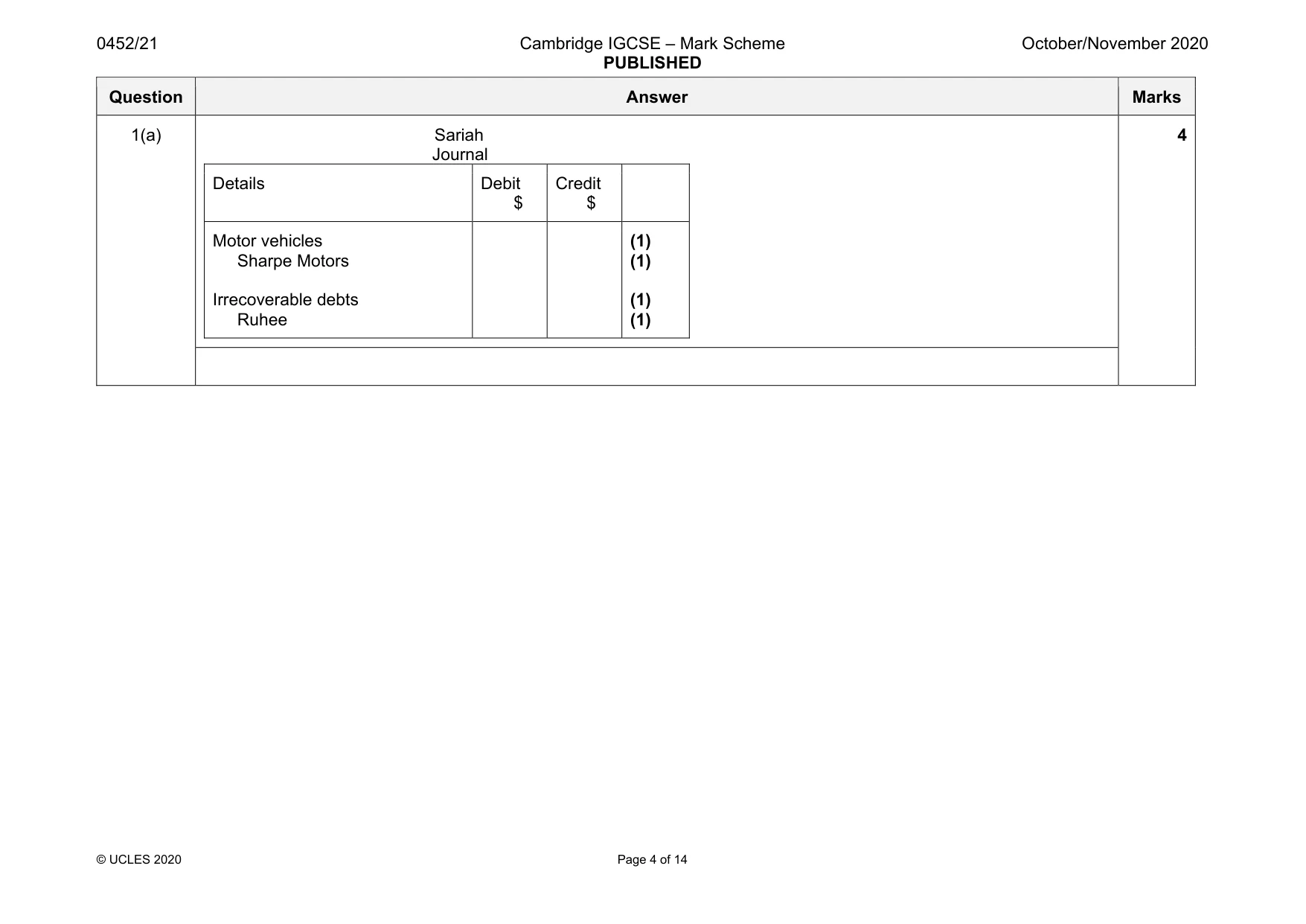 Mark scheme, page 4 of 14