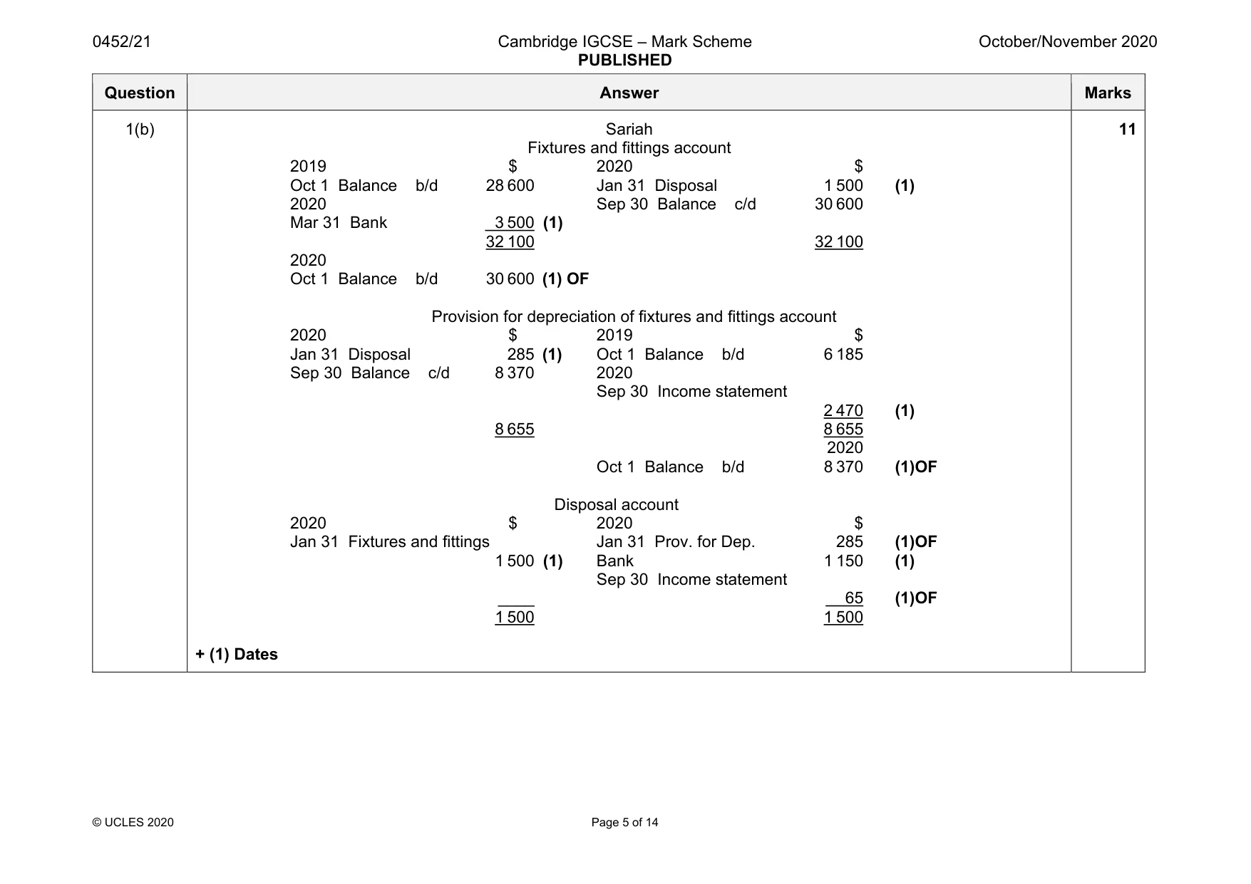 Mark scheme, page 5 of 14