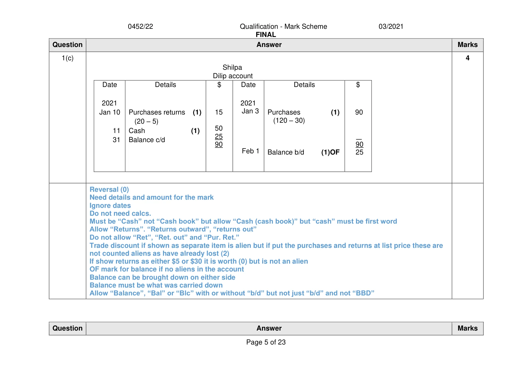 Mark scheme, page 5 of 23