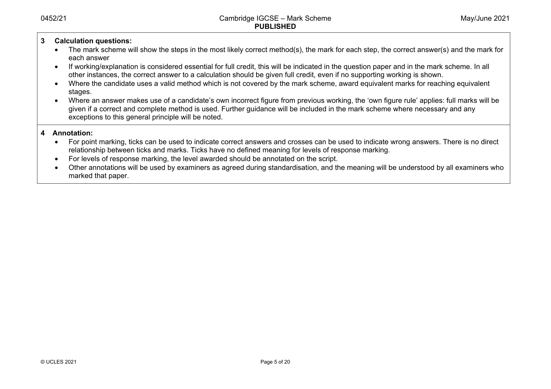 Mark scheme, page 5 of 20