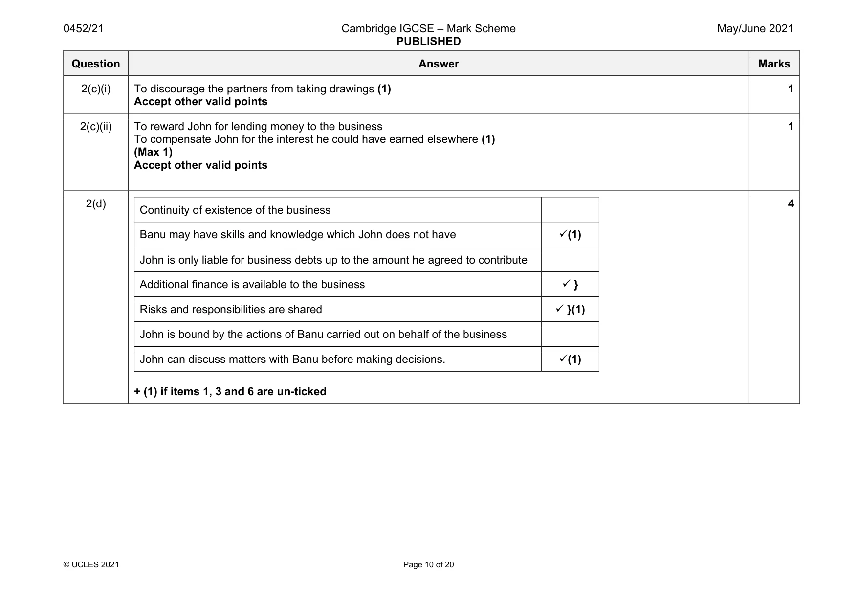 Mark scheme, page 10 of 20