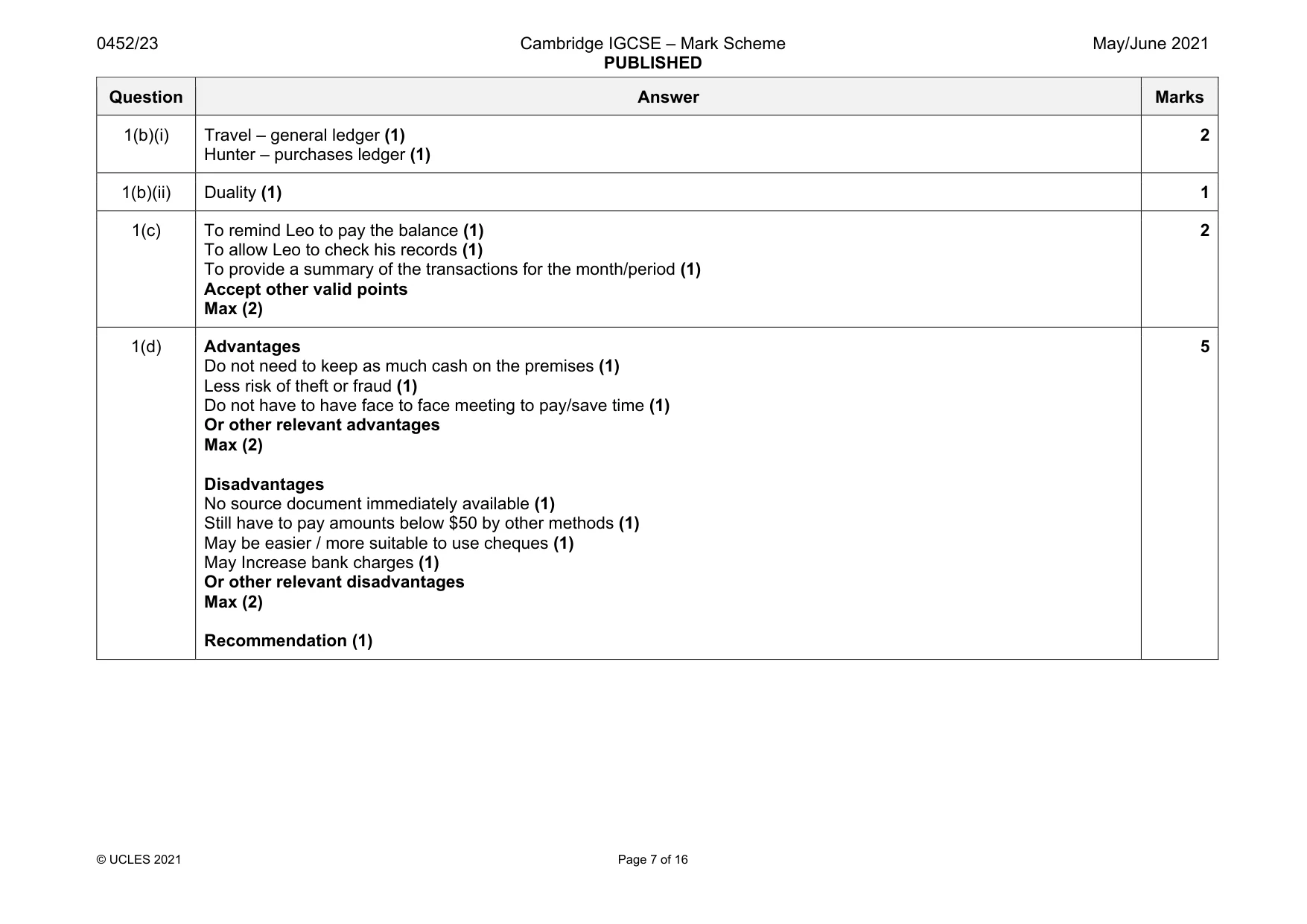 Mark scheme, page 7 of 16