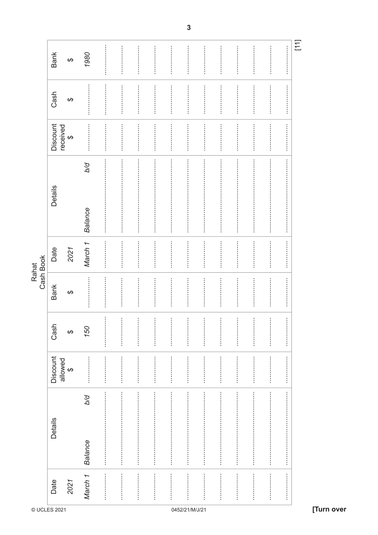 Cambridge IGCSE Accounting 0452 2021 May/June Paper 2 · Variant 1 question paper, page 3 of 24