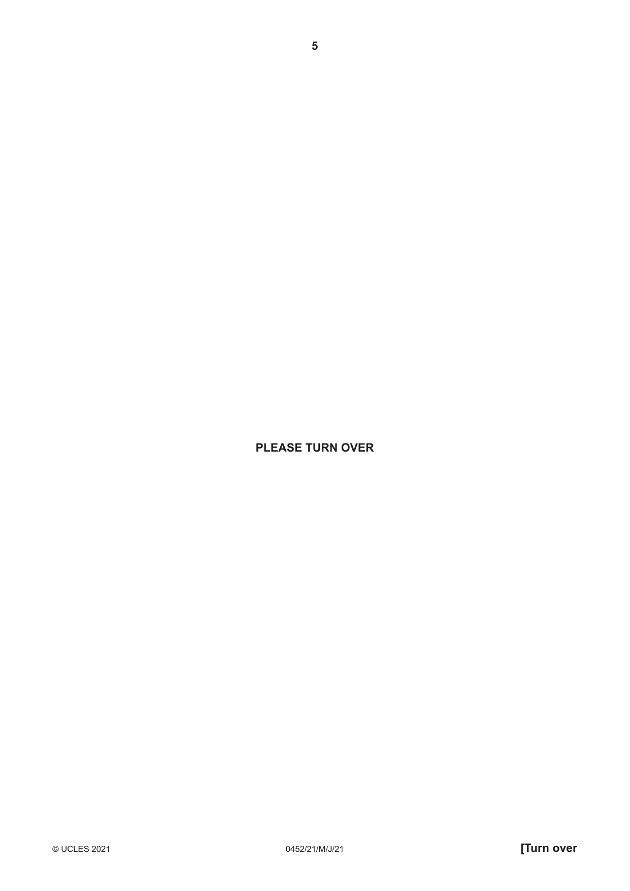 Cambridge IGCSE Accounting 0452 2021 May/June Paper 2 · Variant 1 question paper, page 5 of 24