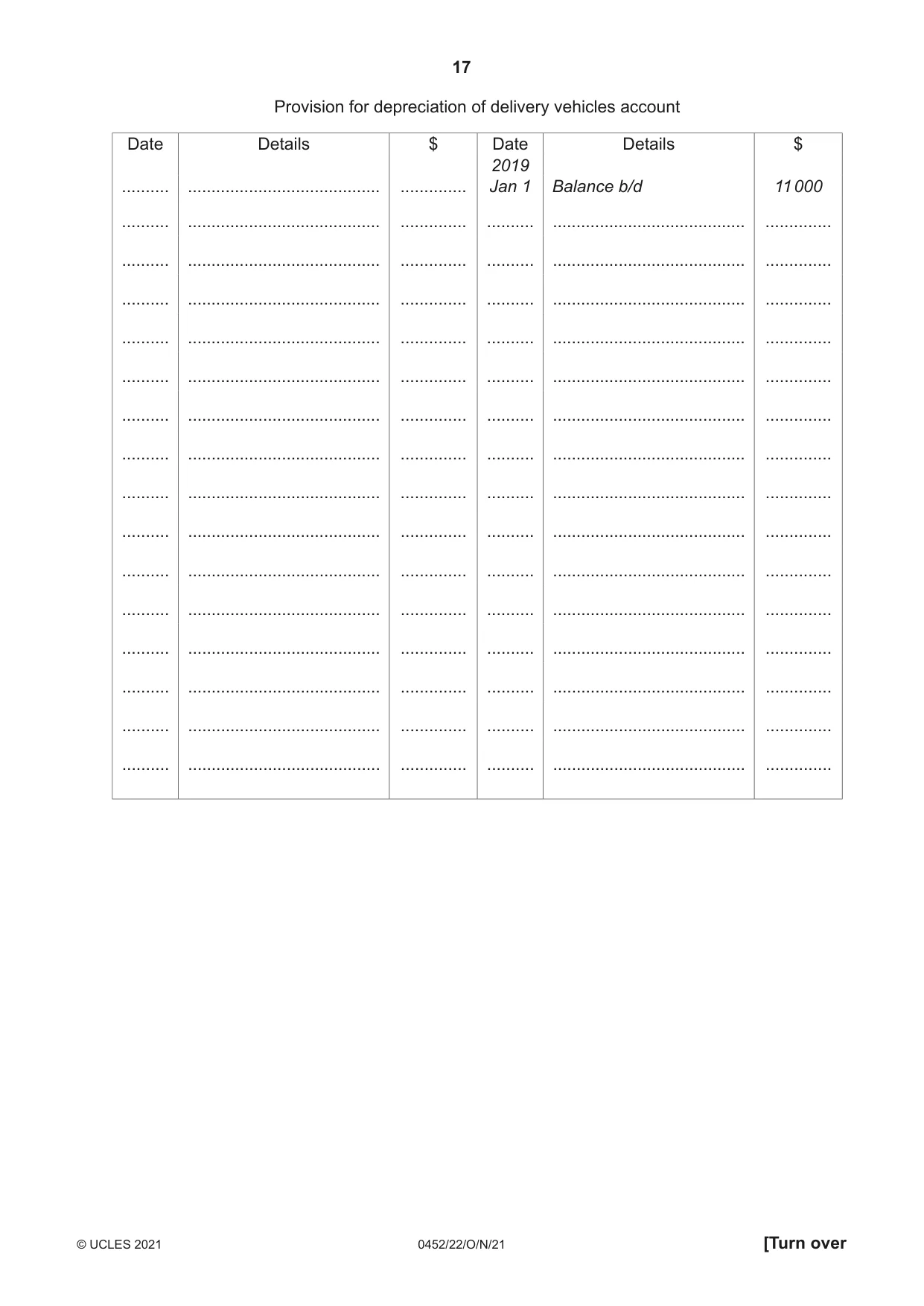 Cambridge IGCSE Accounting 0452 2021 Oct/Nov Paper 2 · Variant 2 question paper, page 17 of 20