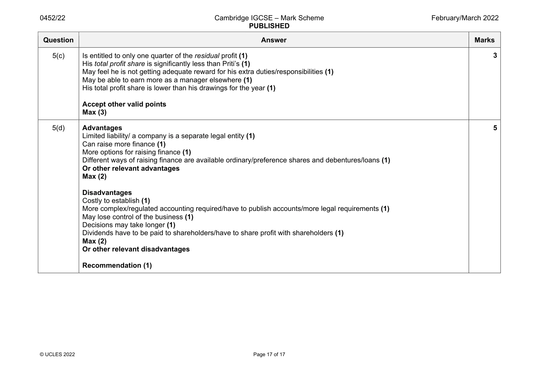 Mark scheme, page 17 of 17
