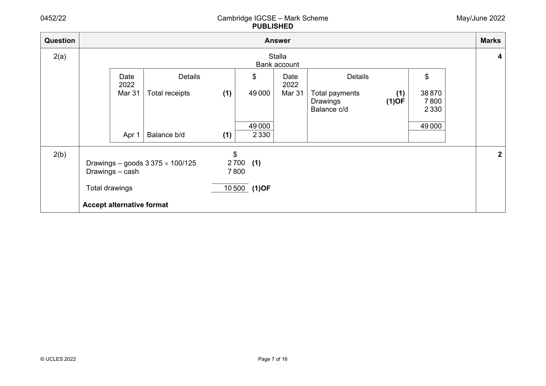 Mark scheme, page 7 of 16