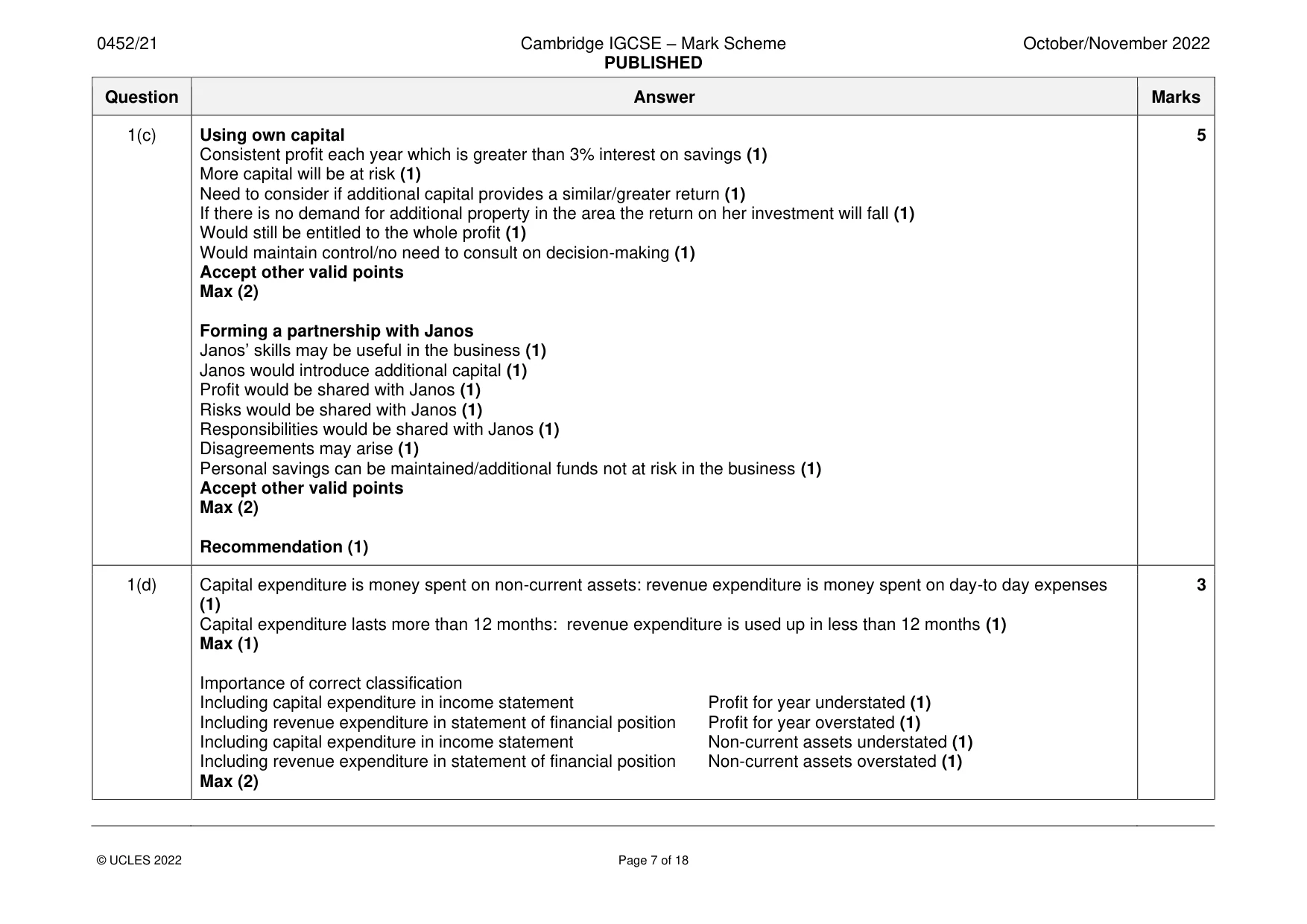 Mark scheme, page 7 of 18