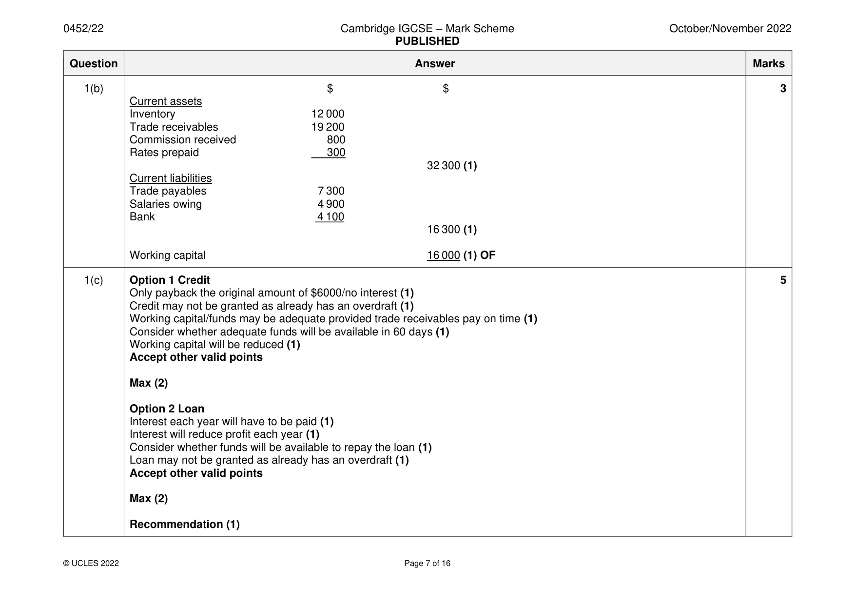 Mark scheme, page 7 of 16