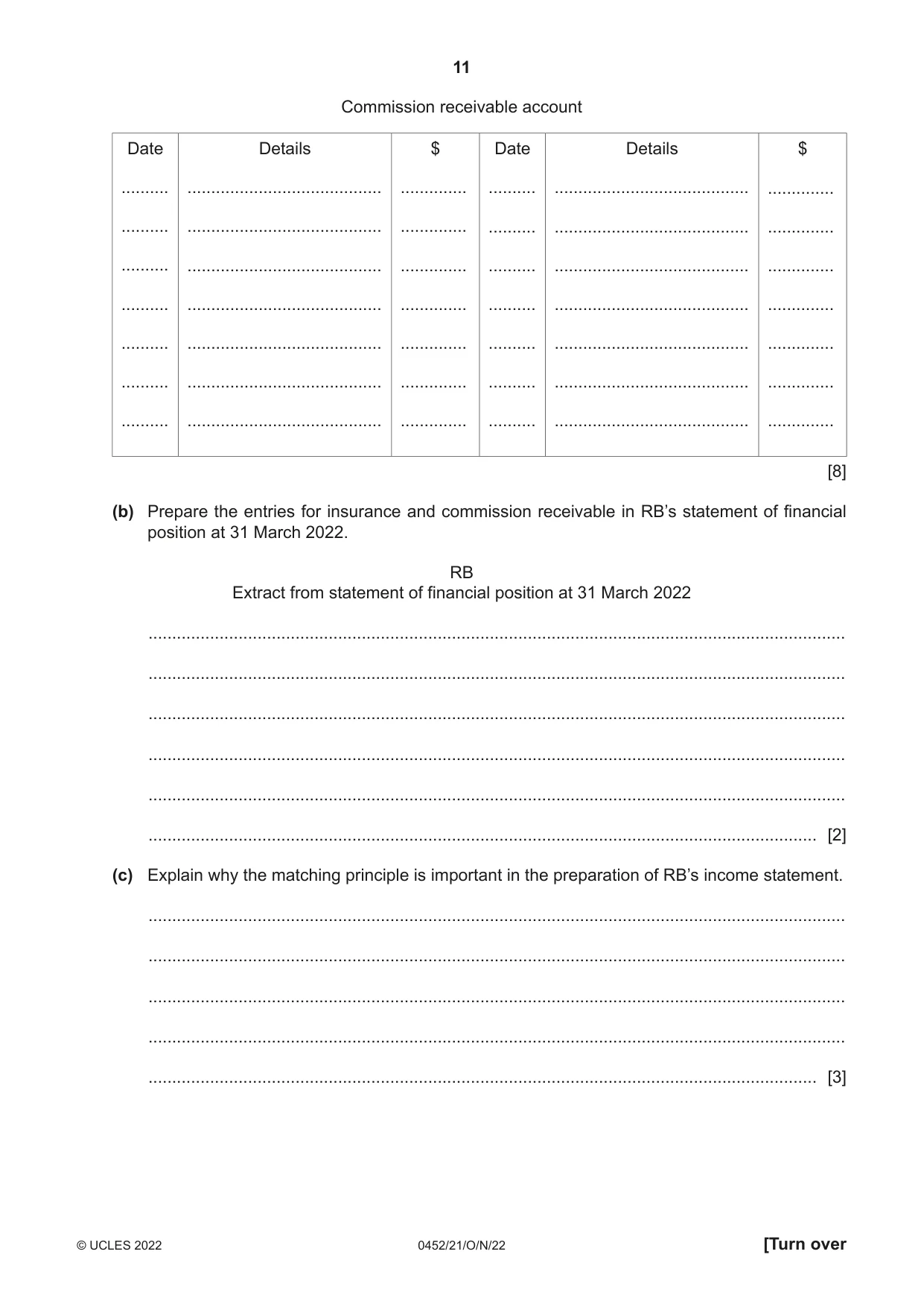 Cambridge IGCSE Accounting 0452 2022 Oct/Nov Paper 2 · Variant 1 question paper, page 11 of 20