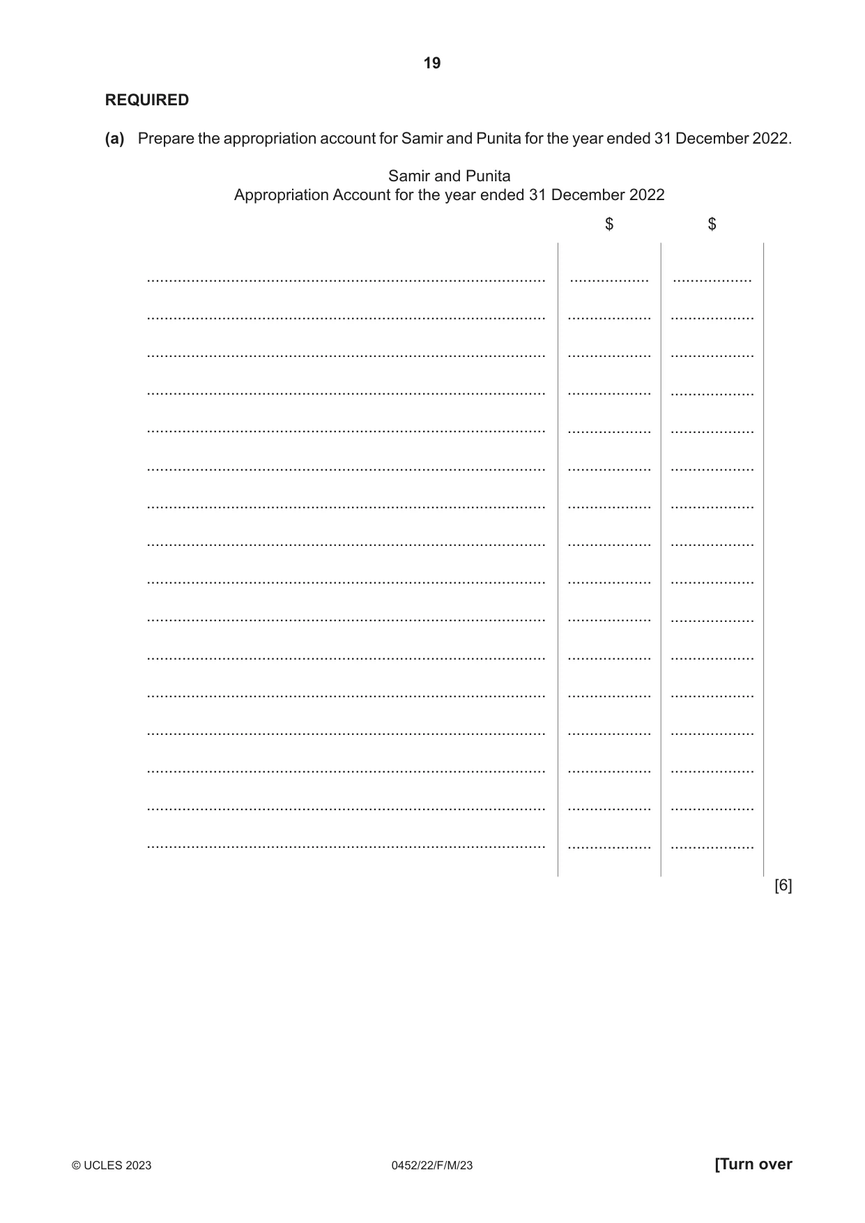 Cambridge IGCSE Accounting 0452 2023 Feb/March Paper 2 · Variant 2 question paper, page 19 of 24