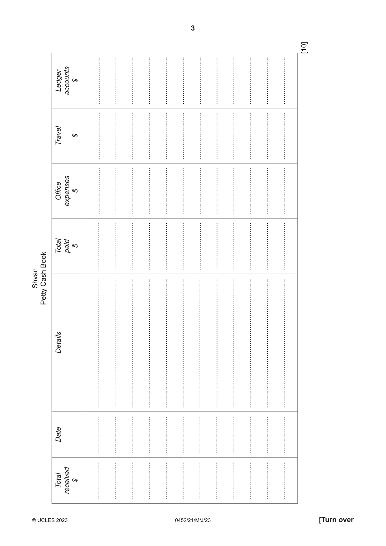 Cambridge IGCSE Accounting 0452 2023 May/June Paper 2 · Variant 1 question paper, page 3 of 20