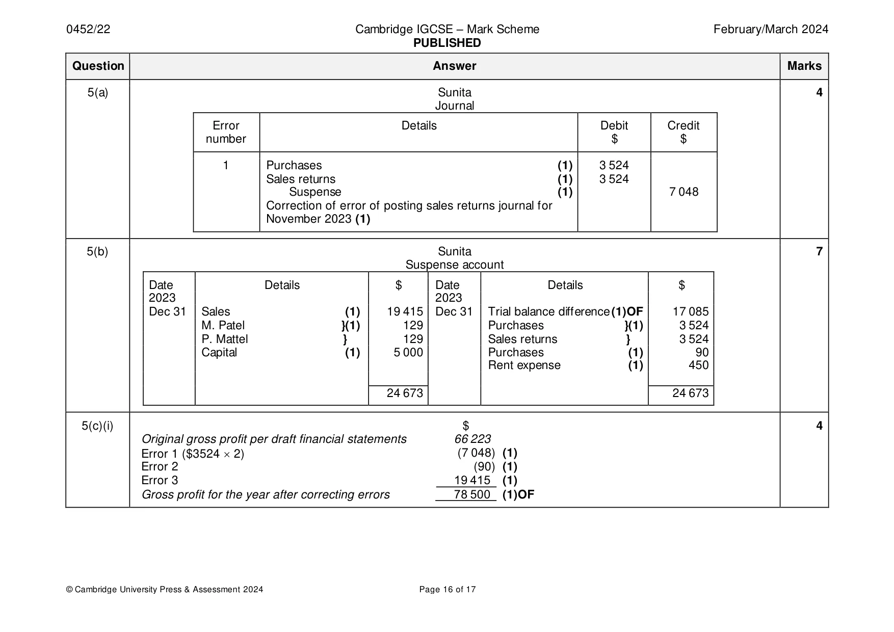 Mark scheme, page 16 of 17
